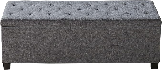 VEVOR Storage Ottoman Bench, End of Bed Bench with 2 Side Bags, Fabric Upholstered with Metal Frame, Toy Box Storage, Bed Benches for Foot of Bed, Bench for Entryway, Living Room, Playroom, Gray
