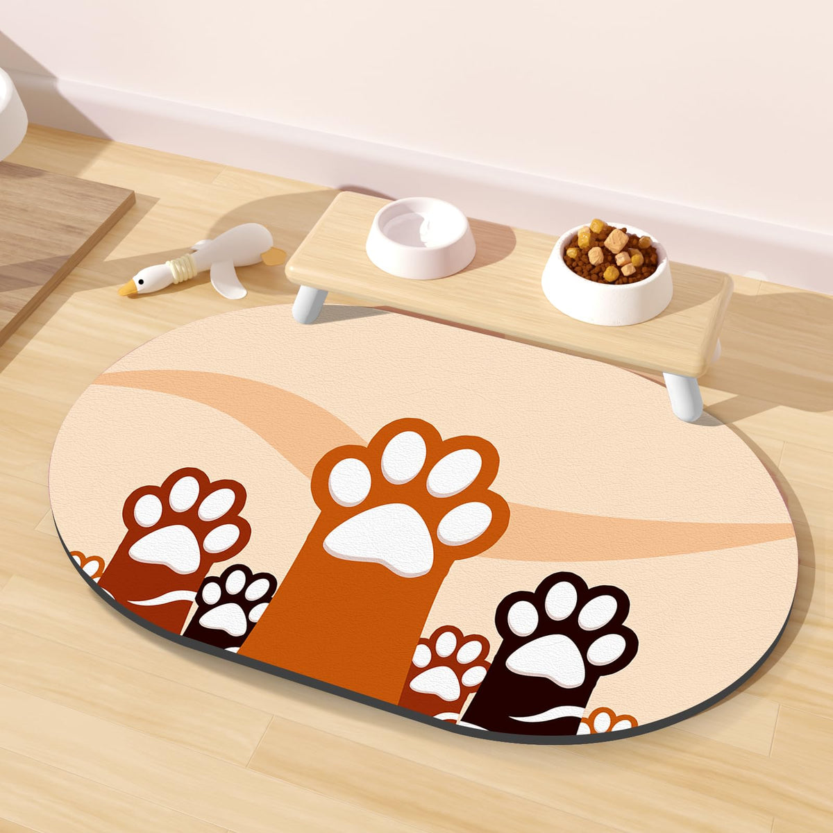 Dog Feeding Mat 24''x16'', Absorbent Pet Food Mat, No Stains Quick Dry Pet Water Mat Protect Floor, Cat Dog Water Bowl Mat for Messy Drinkers, Non-Slip Rubber Base Pet Placemats for Food and Water