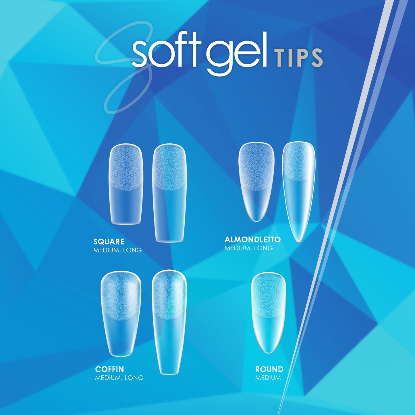 Soft Gel Tips Ultra Clear Pre-Roughened 550 pcs (Medium Round)