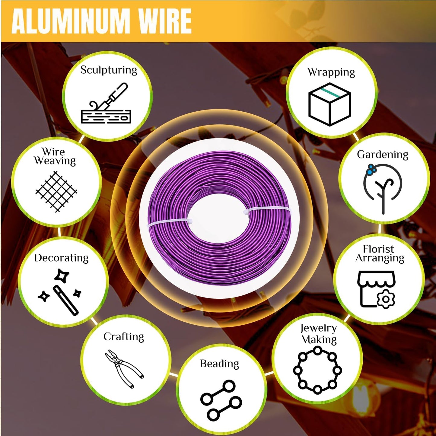Purple Aluminum Craft Wire 1.5mm×100FT Bendable Metal Wire 16 Gauge for Jewelry Making DIY Art Projects Floral Fishing Reusable Wires