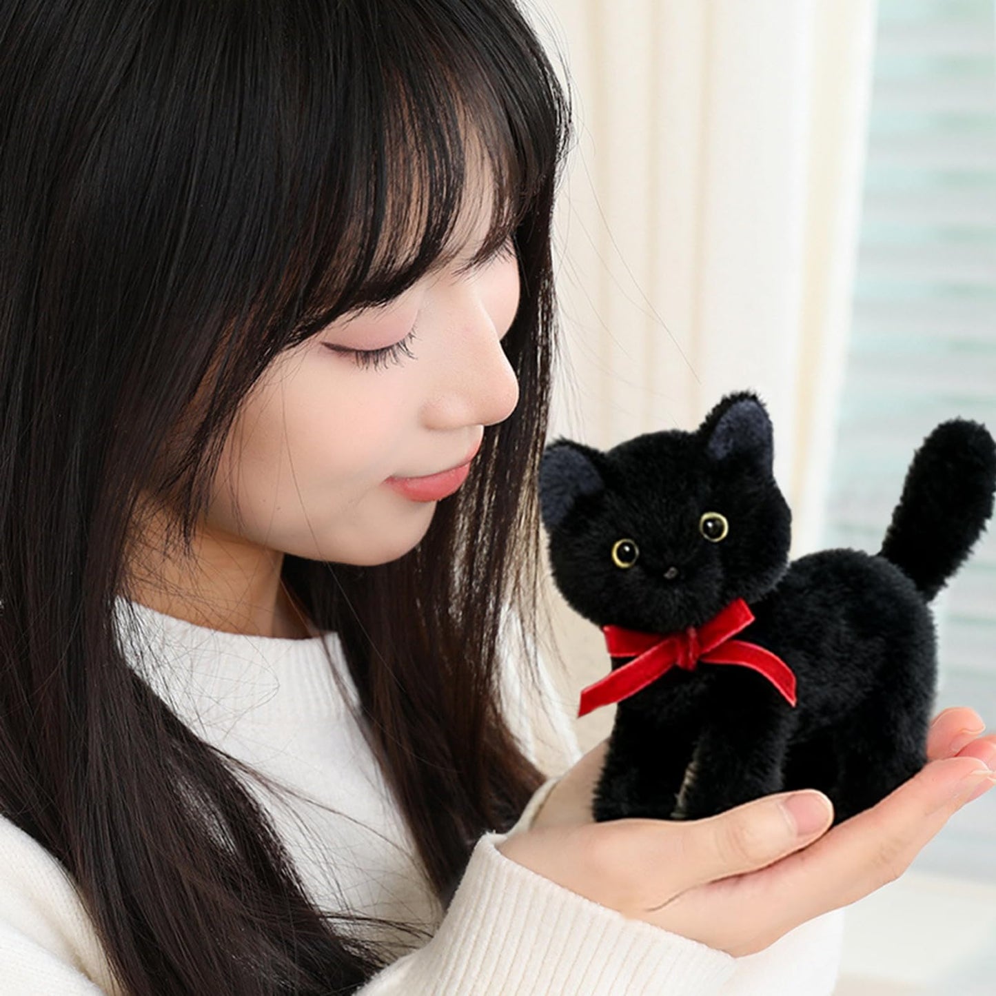 Ditucu Black Cat Stuffed Animals Cute Soft Kitten Plush Doll Small Kitty Plushies Toys Gifts for Kids 6 inch