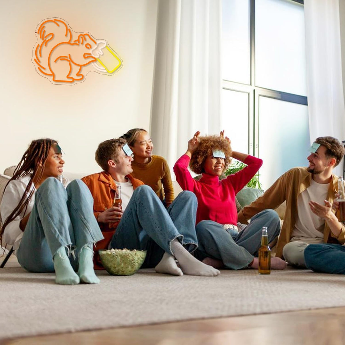 Squirrel Beer Neon Sign for Wall Decor Bar Neon Light Orange Squirrel Drinking Wine Led Light Animal LED Sign Dimmable LED Neon Light for Bar Bedroom Kidsroom Business Game Room