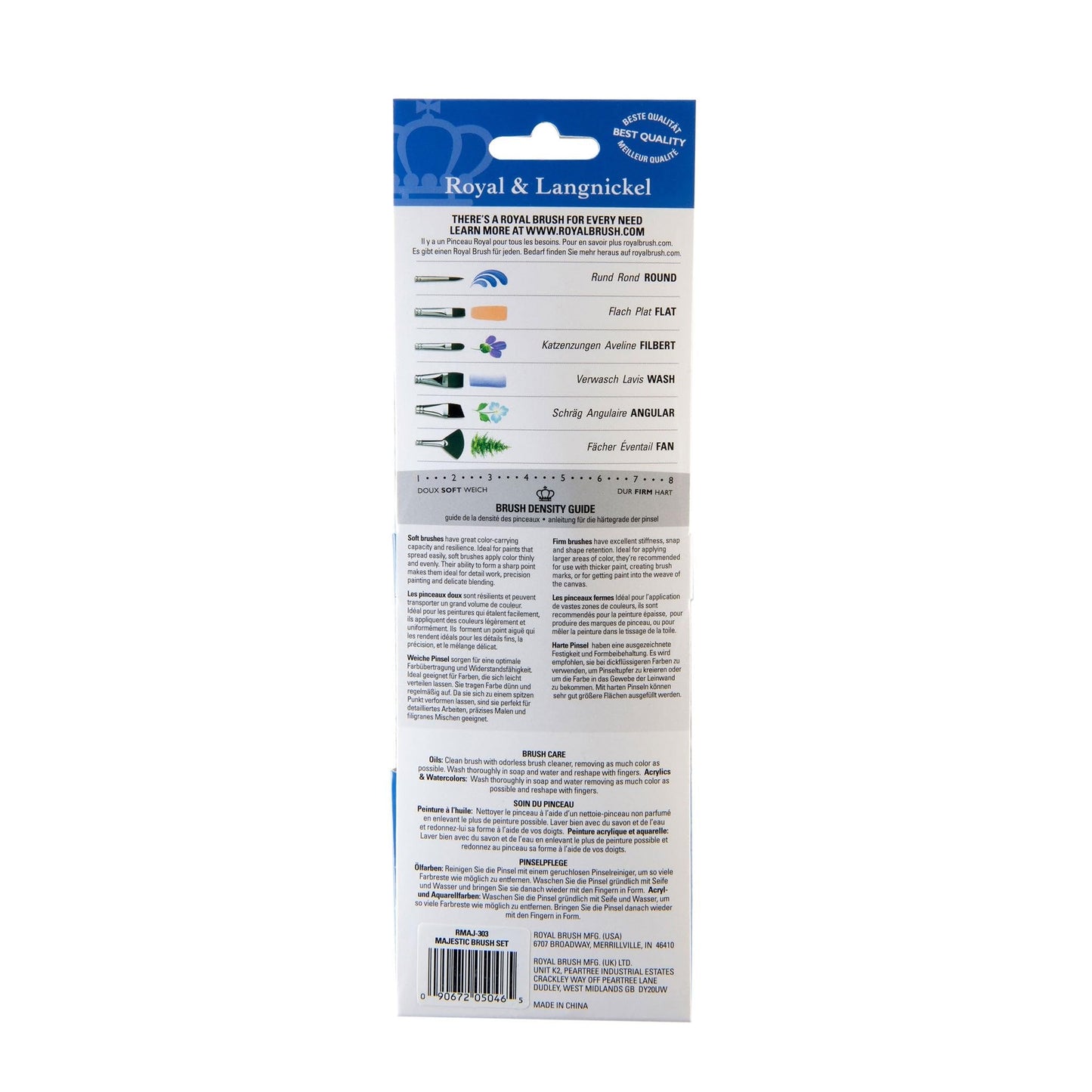 Royal & Langnickel Majestic Flat and Glaze Wash Artist Brush Set, 8-Piece