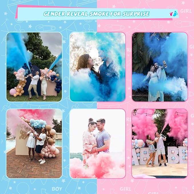 Gender Reveal Fire Extinguisher 2 Pack Colorful Corn Powder Gender Reveal Smoke with Power for Party Pink Extinguish for Baby Reveal Party Birthday Wedding Baby Shower Color Run Gender Reveal Ideas