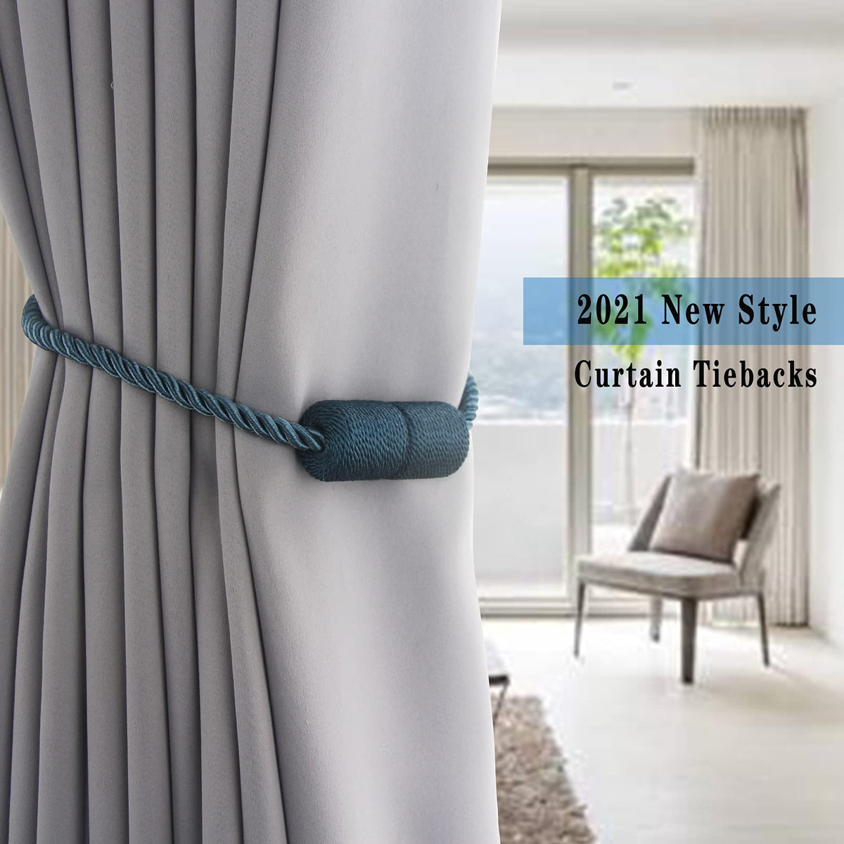 Magnetic Curtain Tiebacks Holdbacks Decorative Tie Backs for Windows Porlau (4 Count)