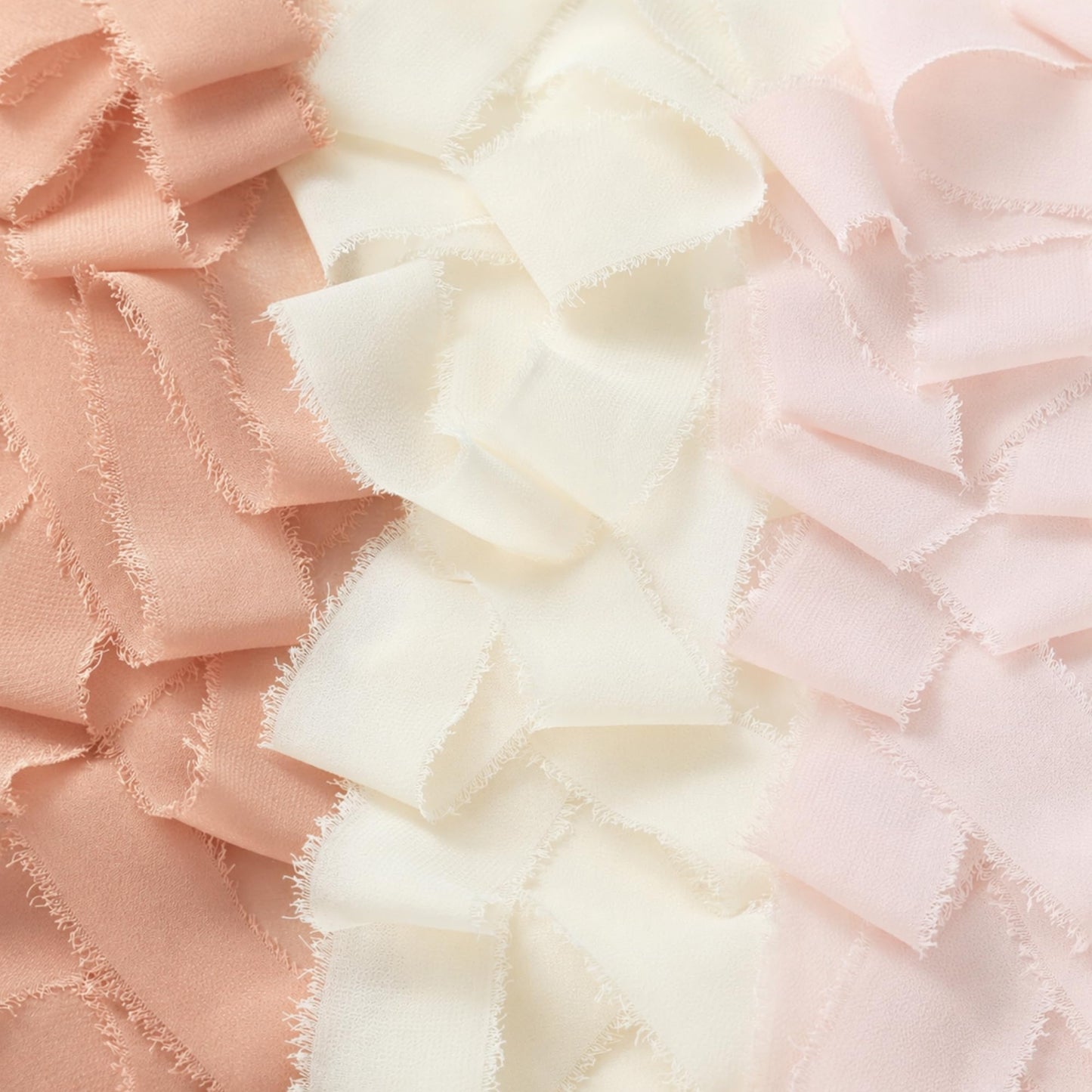 DORIS HOME Pink and Cream Chiffon Ribbon for Flower Bouquet, 1" x21Yd Fabric Ribbon for Gift Wrapping, Handmade Frayed Ribbon for Wedding Invitations/Christmas Decorations
