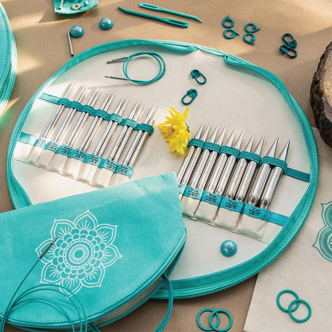 KnitPro The Mindful Collection Gratitude Interchangeable Needles Set 5" (13cm) | 12 US Sizes (2.5-17) with Accessories