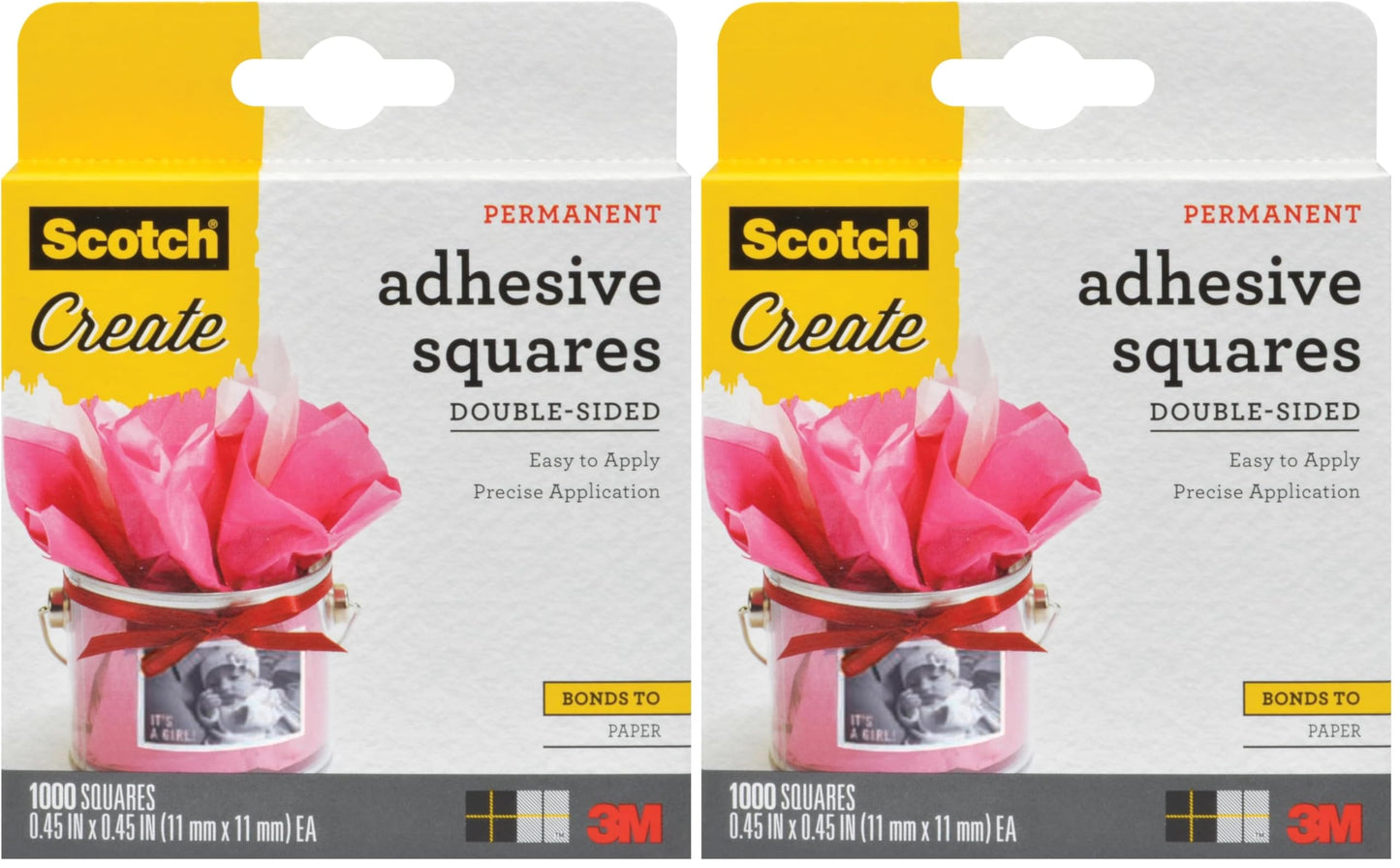 Scotch Adhesive Squares, .45 in x .45 in, 1000 Count, Excellent for All Paper Crafts (009-1000-CFT) (Pack of 2)