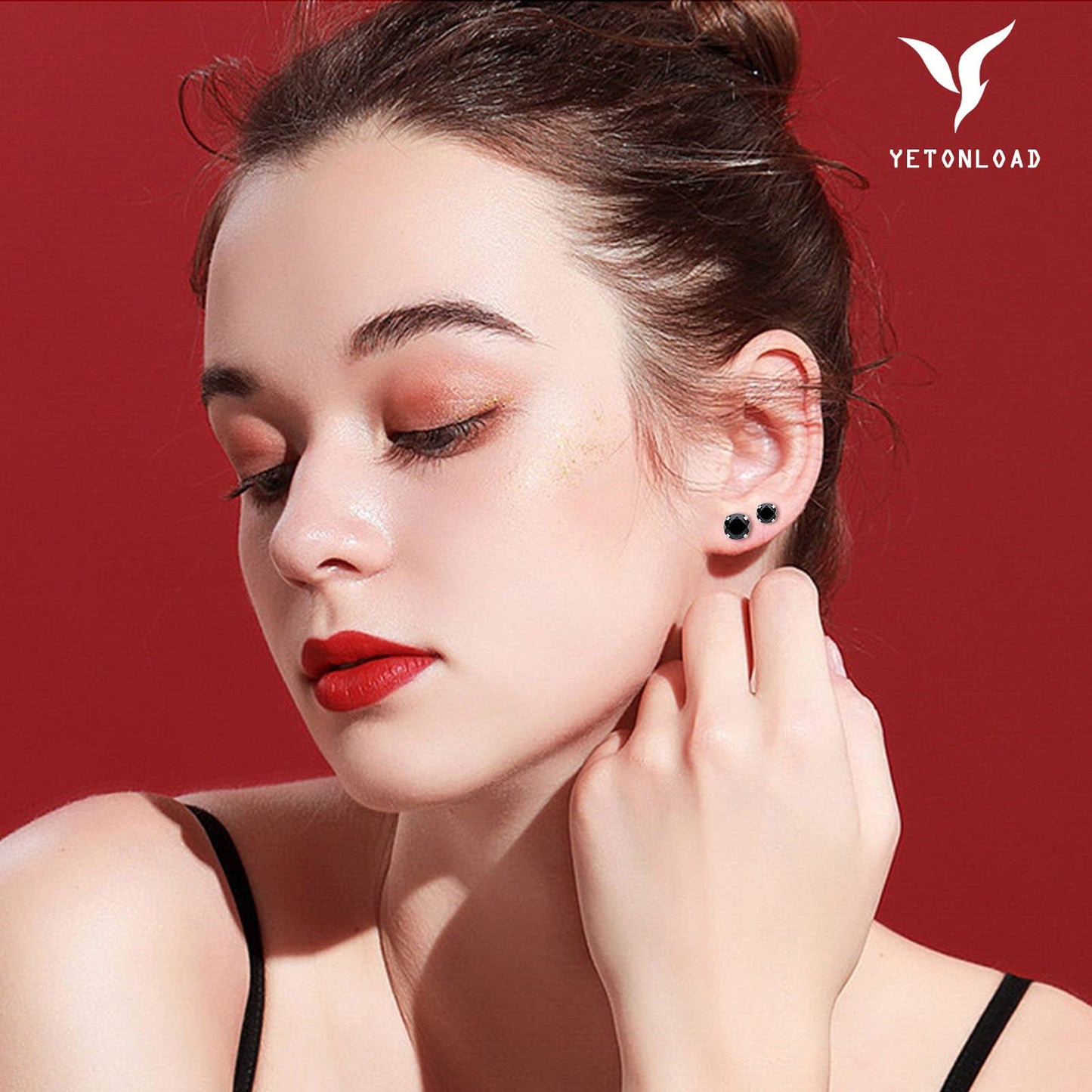 5 pairs Push-in Flat Back Stud Earrings Hypoallergenic Surgical Stainless Steel Cubic Zirconia Earrings Studs Set Multi-Pack, CZ Stud Earrings for Women Men Trendy Cartilage Earrings 4-8mm(black)