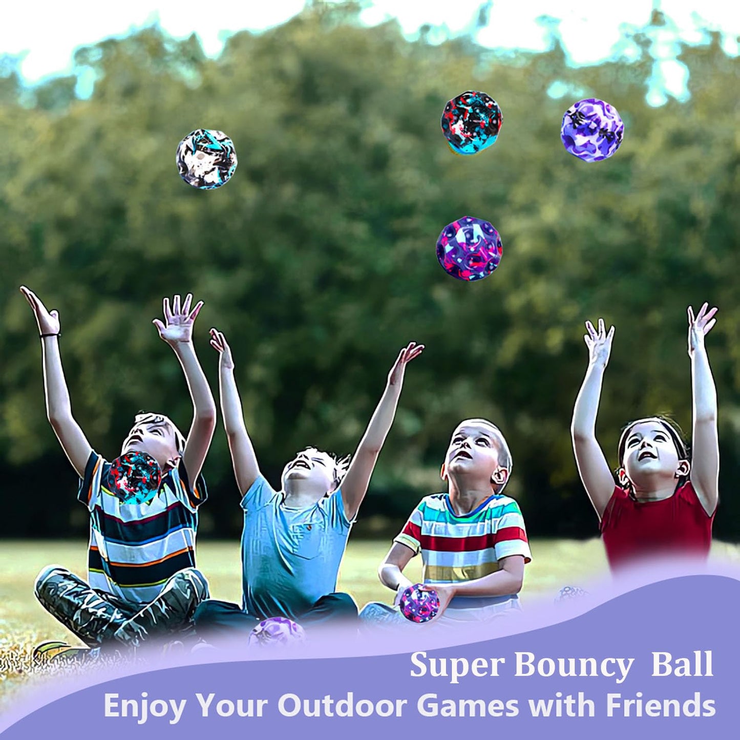 Tendry Extreme Super High Bouncing Ball Moon Shape for Kids of All Ages, Improve Hand-Eye Coordination, Easy to Grip and Catch by Athletes as a Sport Training Balls (4 Pcs)