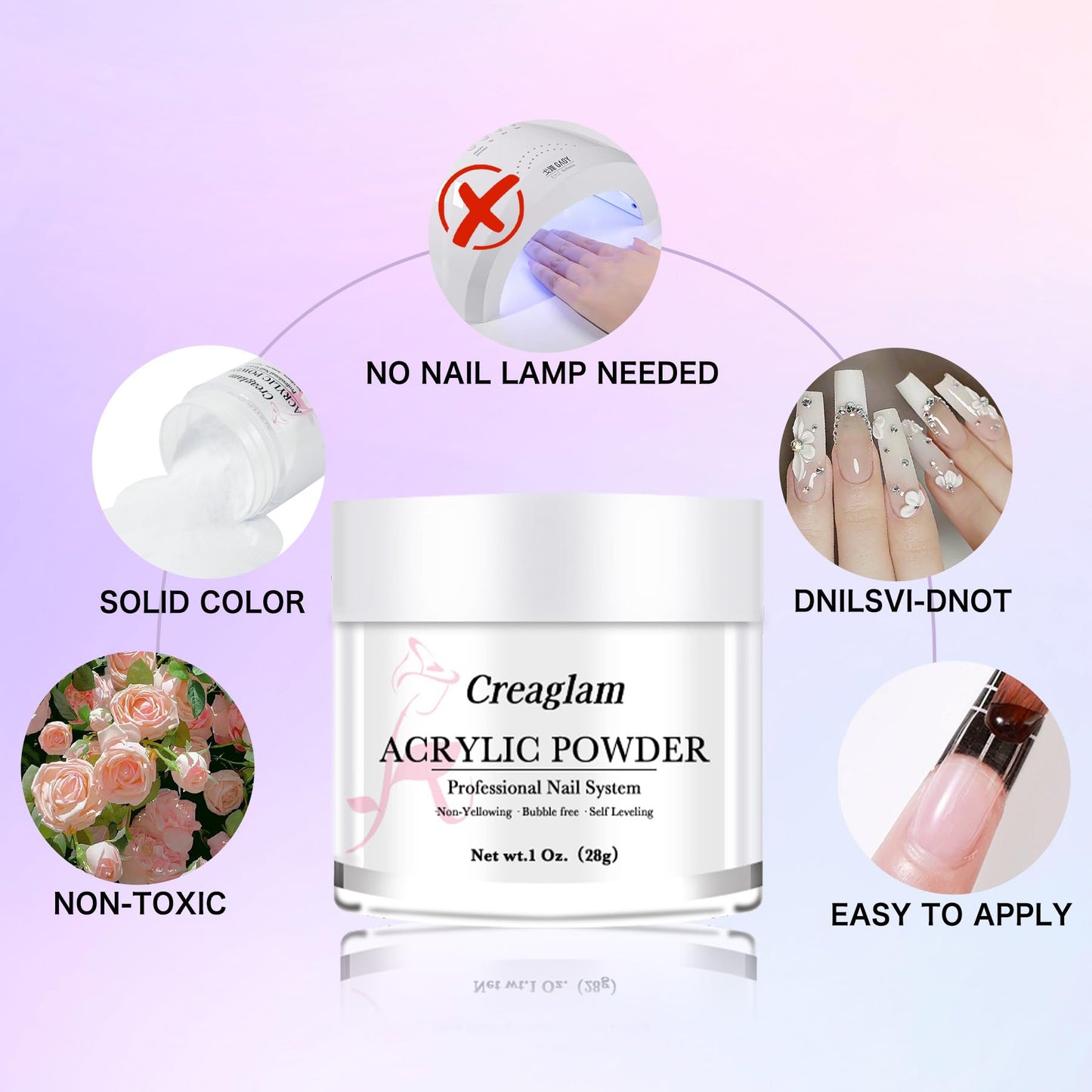 Creaglam Acrylic Nail Kit for Beginners: 3 Colors 28g Nude Clear White Acrylic Nail Powder Professional Gel Glue - 1Oz Large Capacity Acrylic False Set witn 60ml Liquid and Brush Nail Forms Tools