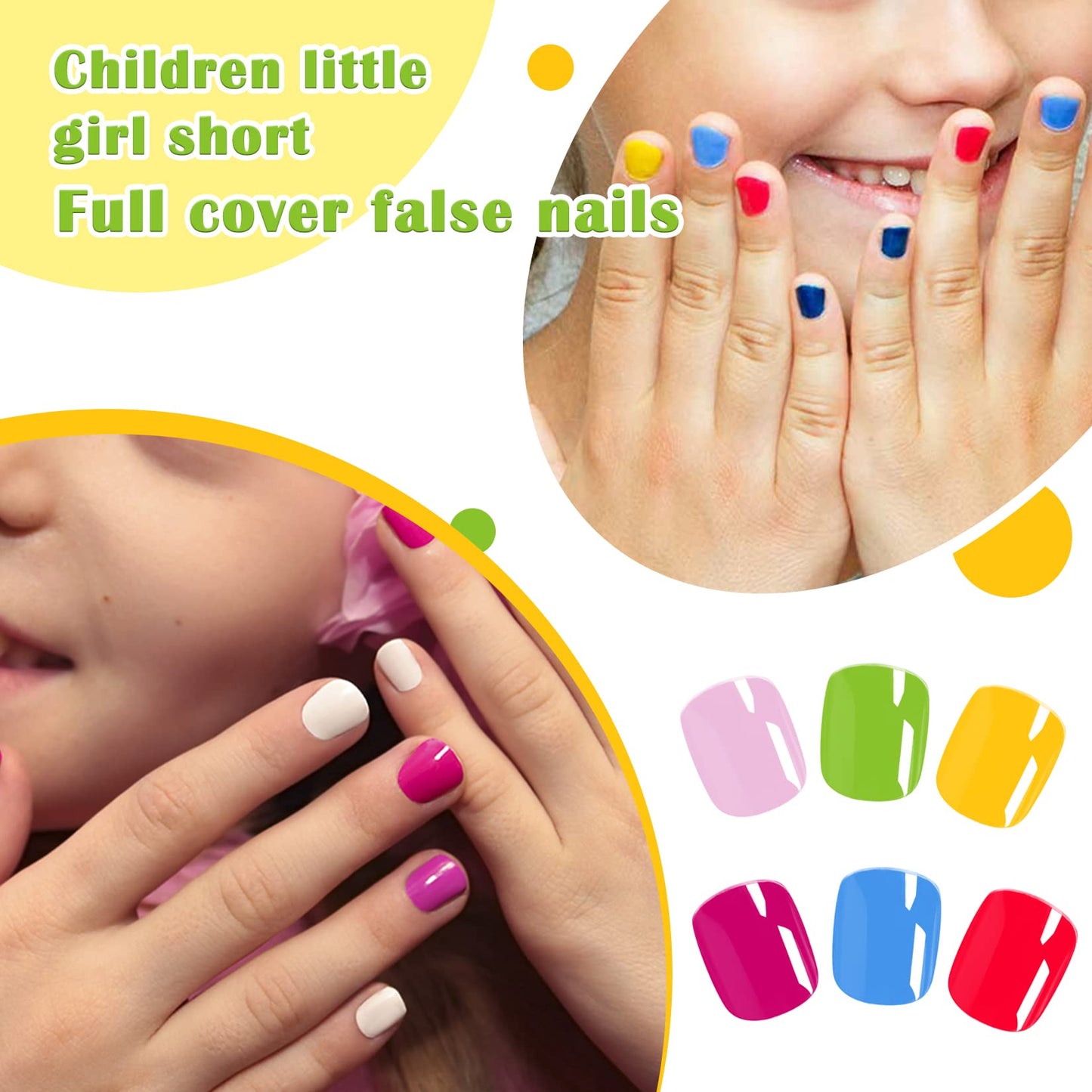 krofaue 500PCS Half Cover False Nails Tips - Acrylic Nail Tips and 240Pcs Kids Short Clear False Nails with Box for Nail Tips Art Salons and Home DIY