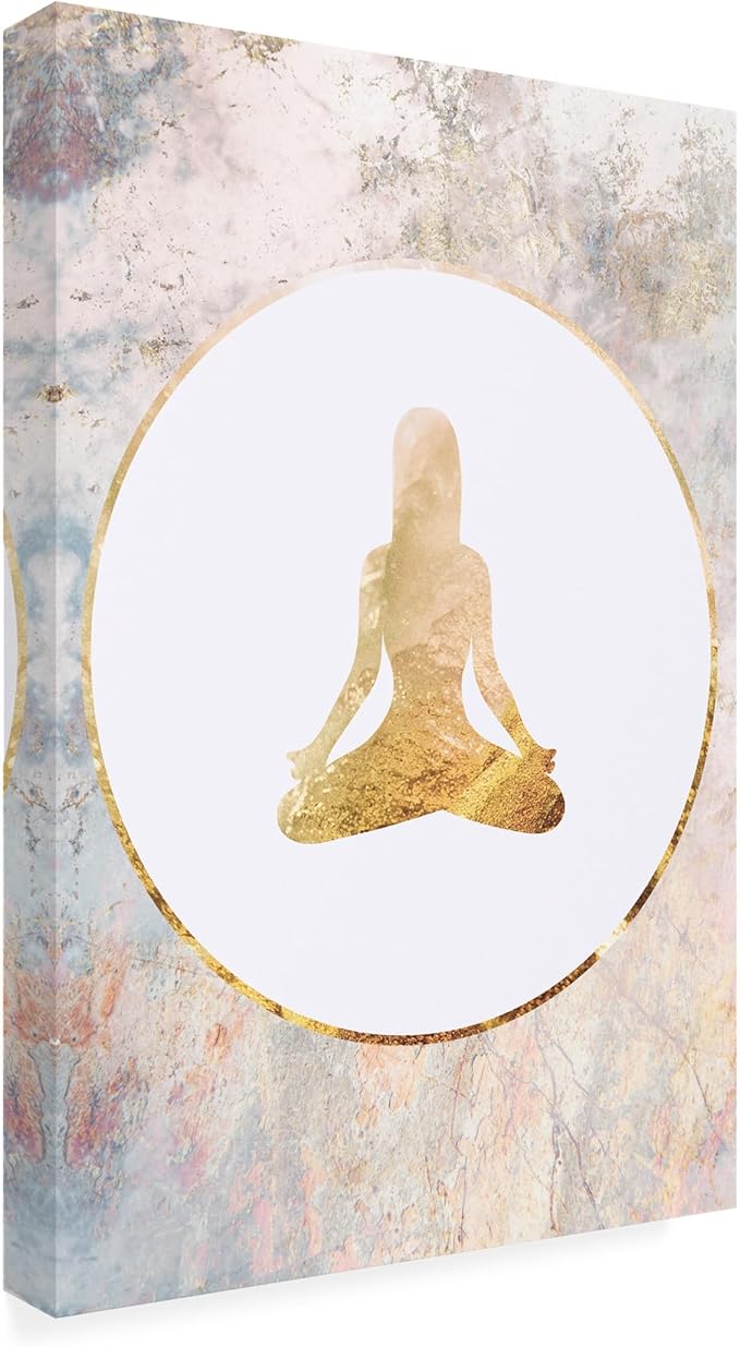 Trademark Fine Art Canvas Wall Art - Sarah Manovski 'Yoga Gold Marble 2' Wall Art for Living Room, Bedroom, or Office Décor