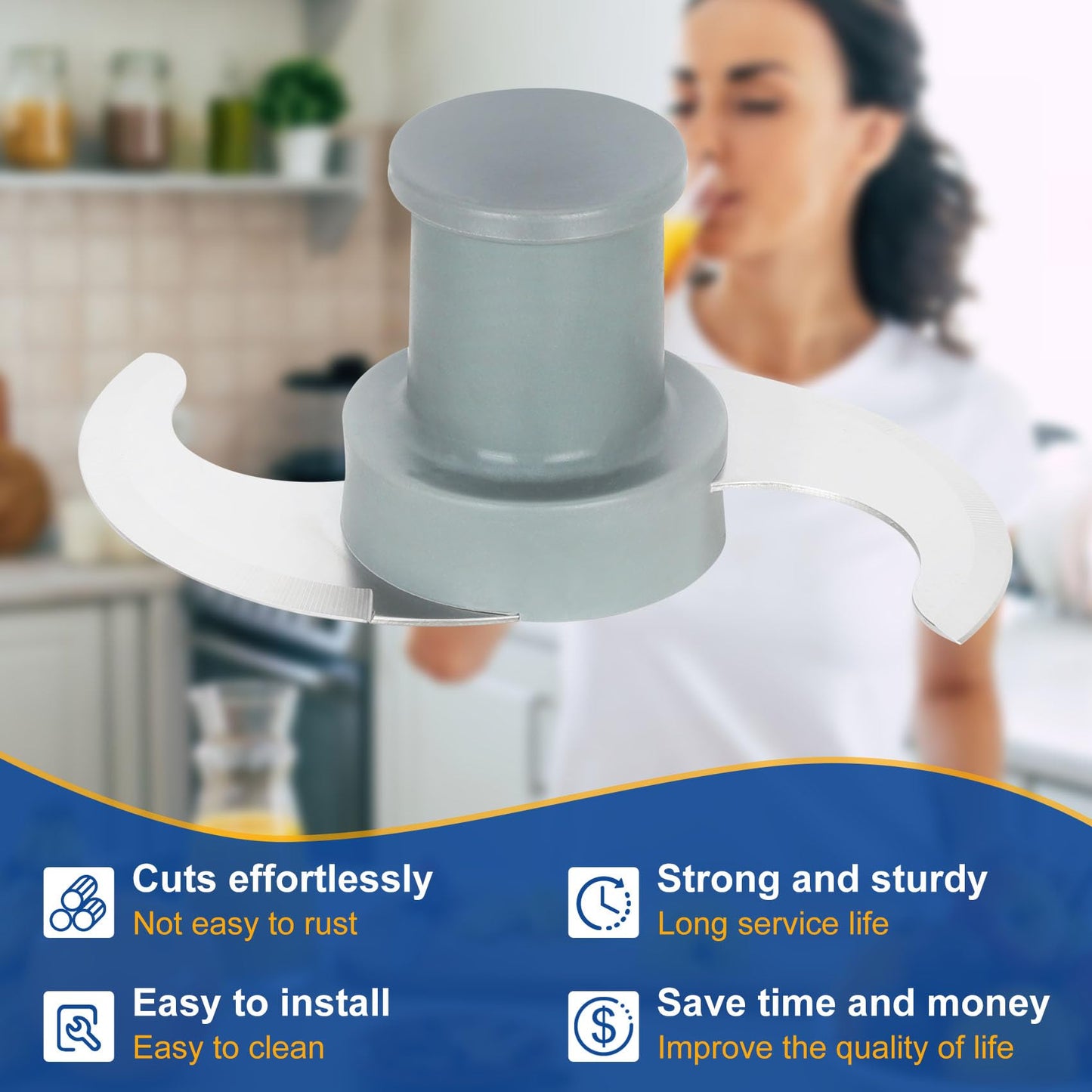 27055 S Smooth Blade Compatible with robot coupe Commercial Food Processor, Replacement for R201, R2, R2A, R2N, R2B, R2U, Stainless Steel Blade with Pitch, 1 Year Warranty