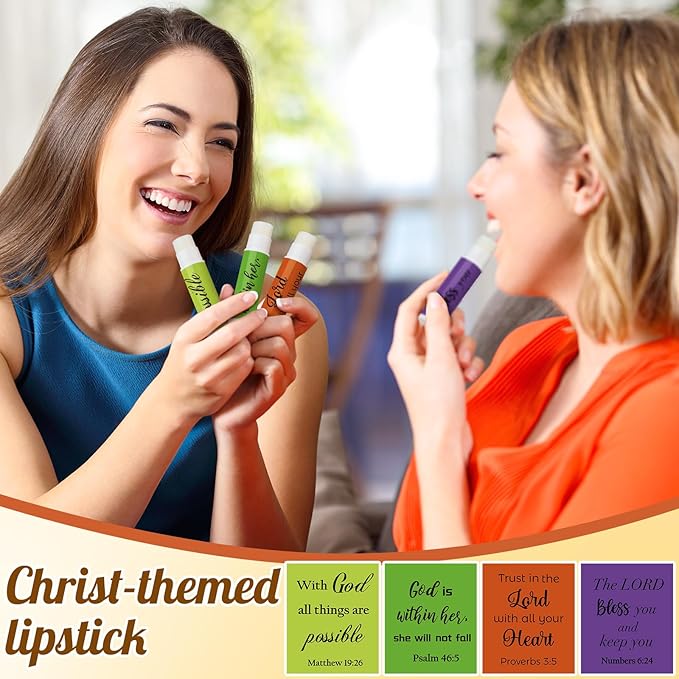 50 Pack Christian Religious Gifts Bulk Lip Balms for Women Men Religious Church Party Favors Bulk Bible Verse Lip Balm with Scripture Inspirational Gifts for Coworkers Staff Employee(Classic)