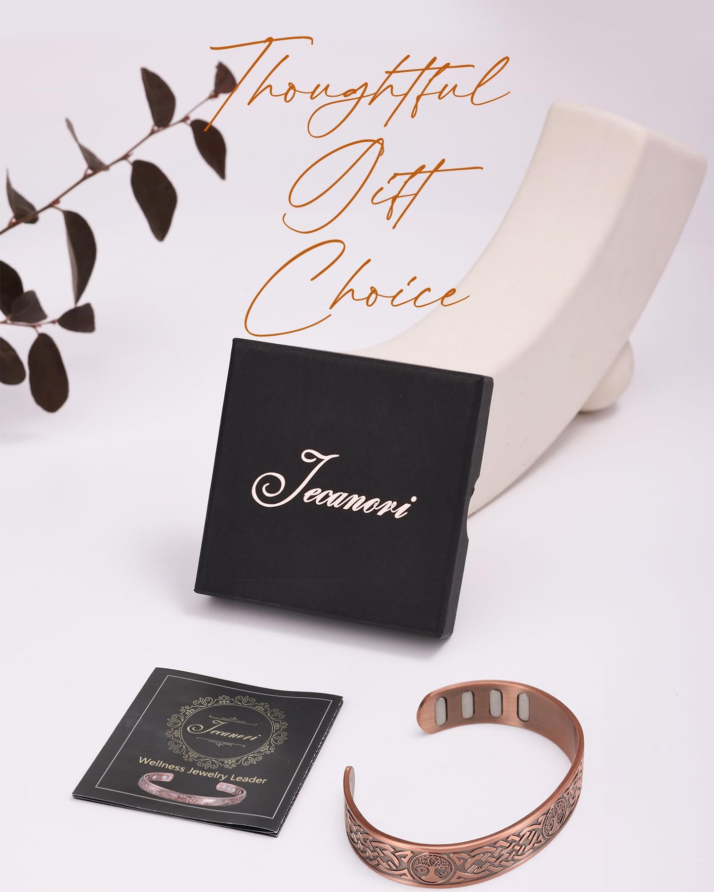 Jecanori Copper Magnetic Bracelets for Men and Women–Upgraded Oval Magnets-Adjustable Cuff Bangles