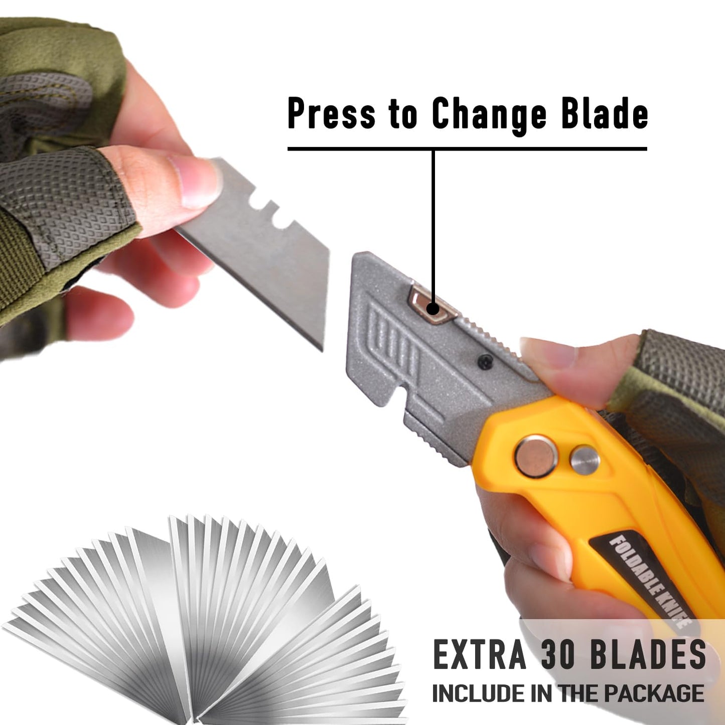 10-Pack Safe Lock Folding Box Cutter Set with 30 Replacement Blades, Professional Utility Razor Knife Bundle (Box Cutter Plus (10Pcs))