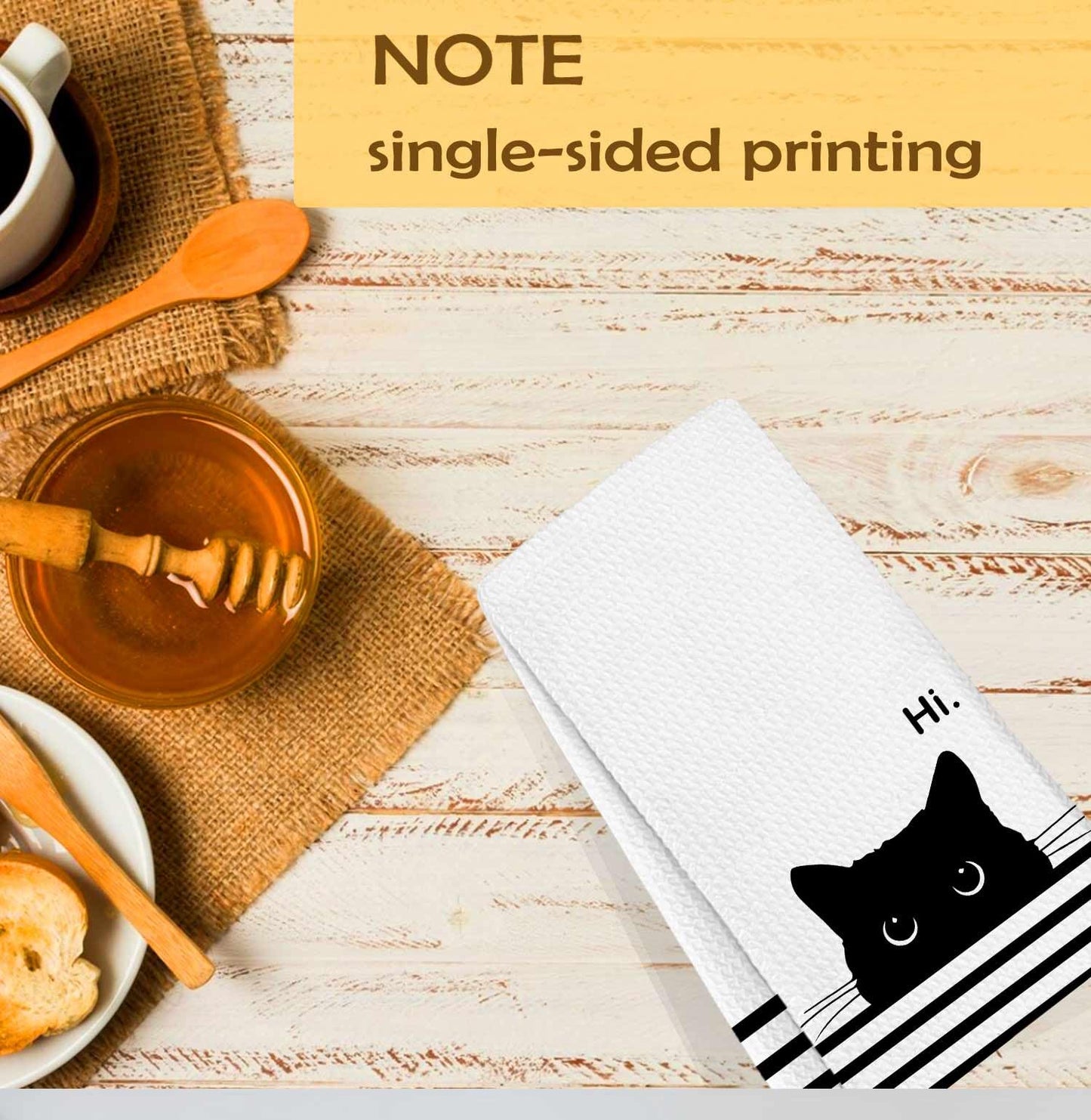 XYDEG Black Cat Gifts Hand Towels for Kitchen Bathroom Decor, Gifts for People Who Love Cats,Cute Waffle Weave Microfiber Dish Towels,16×24