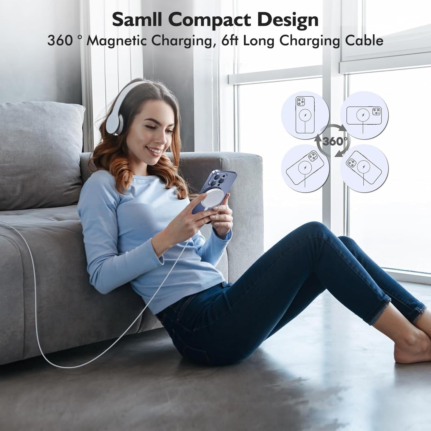 Magnetic Charger for iPhone 17,Mag-Safe Fast Wireless Charging 2Pack 6Foot Magnetic Apple Charger Pad with 2Pack USB C PD Fast Charging Block for iPhone 17/17 Pro/16 Pro Max/Plus/15/14,AirPods 3/Pro 2