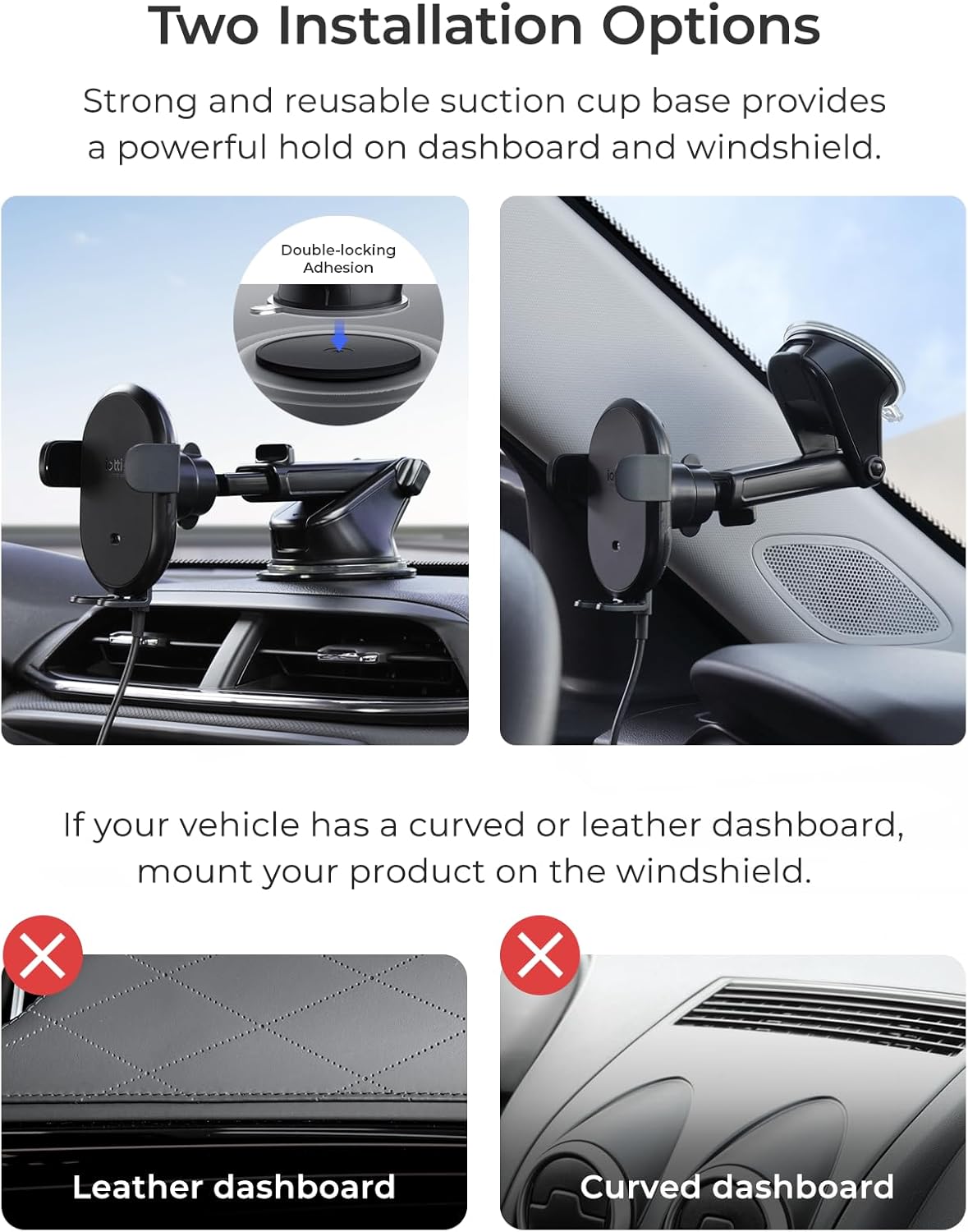 iOttie Auto Sense 2 Dash & Windshield Car Phone Holder with Qi Wireless Charging - Auto Clamping Phone Mount & Charger for Google Pixel, iPhone, Galaxy, Huawei, LG. Power Adapter Not Included.