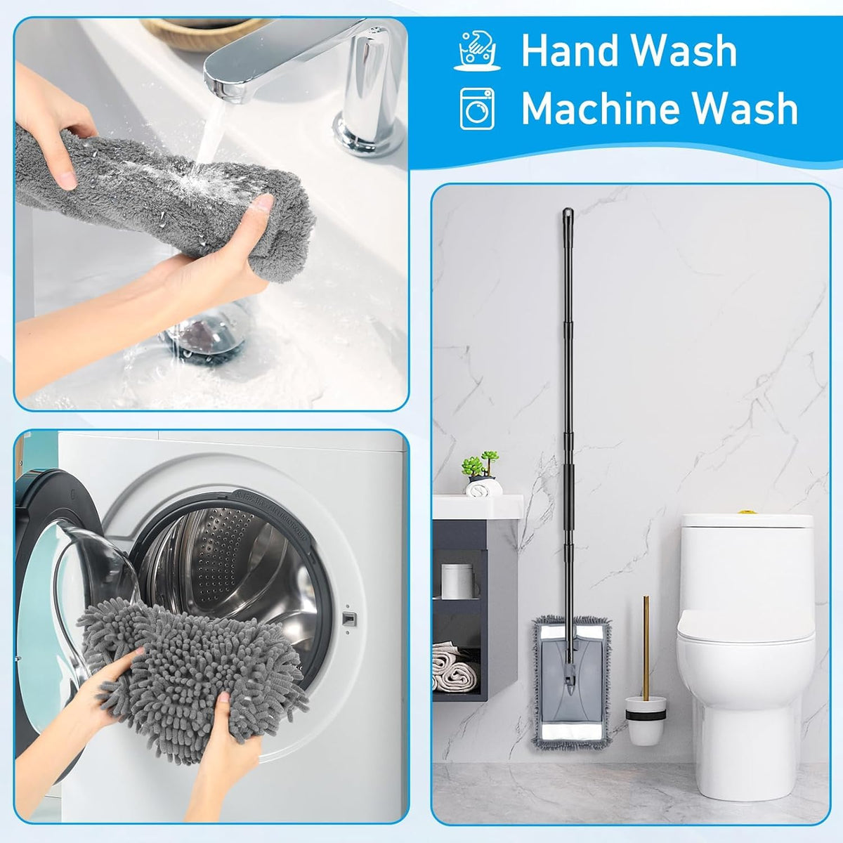 Microfiber Mop Replacemet Head for VOUBIEN Wall Cleaner Mop (2 Count)