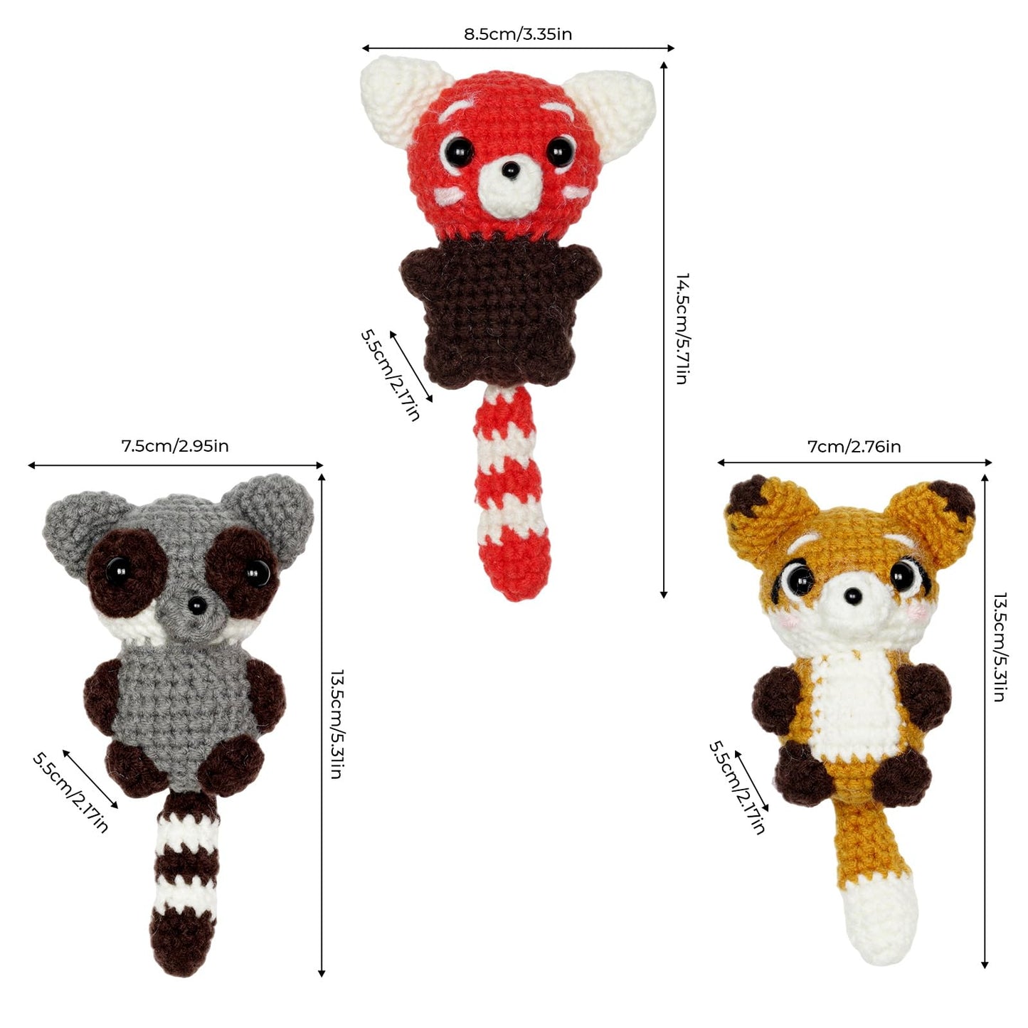MOREJMTT Crochet Kit for Beginners, Crochet Animal Kits,Crocheting Kit for Starters with Step-by-Step Video Tutorials, Knitting kit (3Pack Forest Animals)