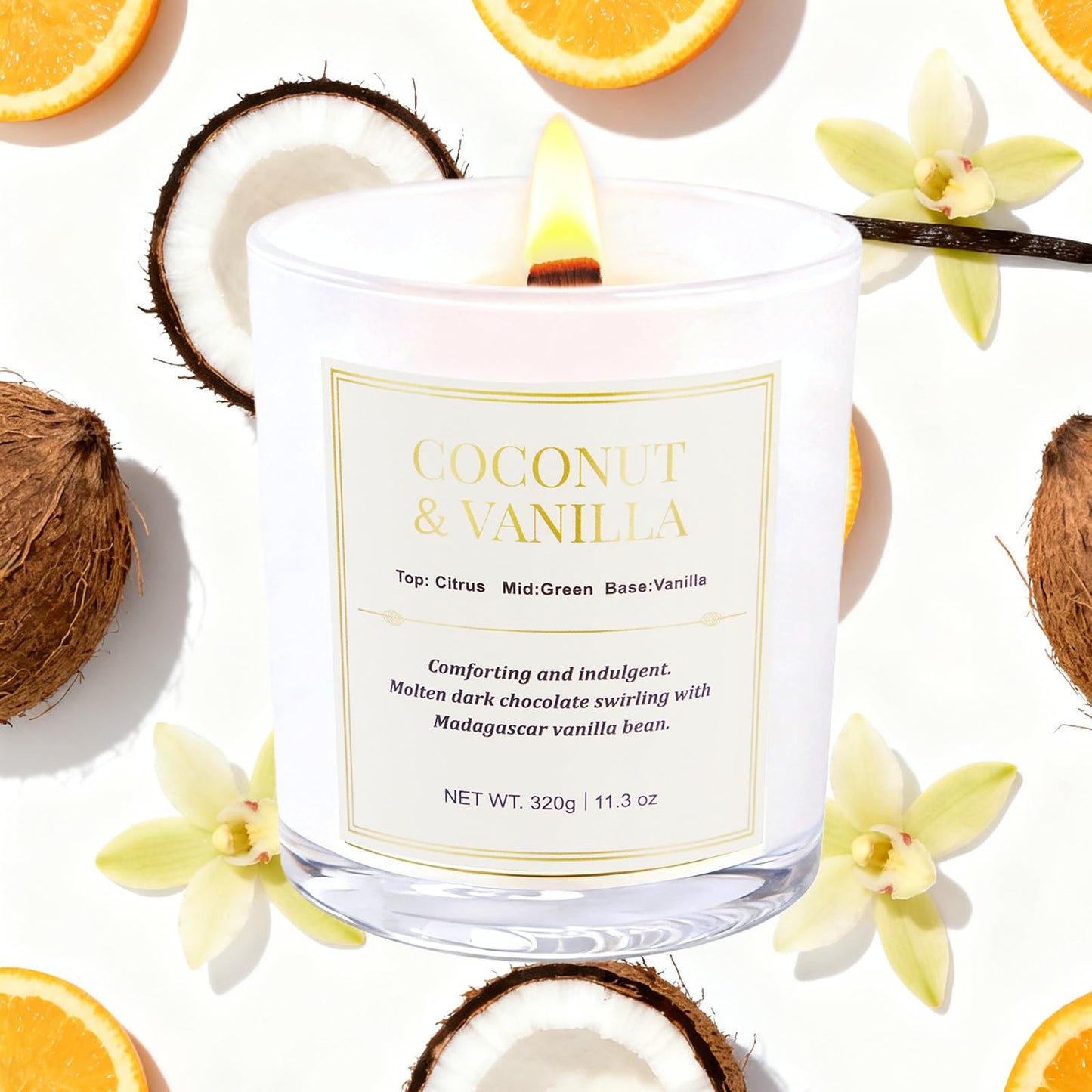 2 Pack Wood Wick Coconut & Vanilla Candle Gift Set β Long Lasting Soy Wax Candles with Gift Boxes, Holiday Aromatherapy Candles for Home Decor & Holiday Gifts