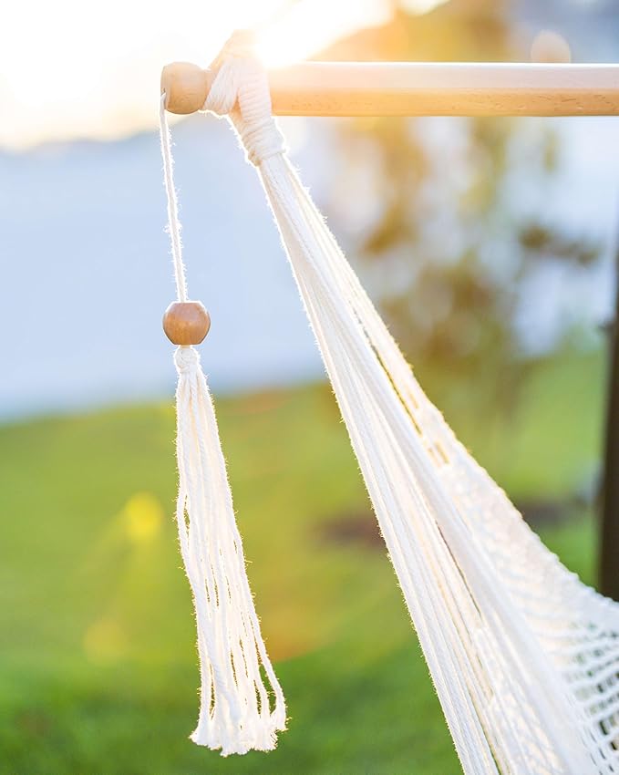 JoyView Hammock Chair with Spreader Bar Caribbean Hammock Swing Chair 300 LBS Weight Capacity XL Rope Hanging Chair for Outdoor Indoor Garden Yard - Red