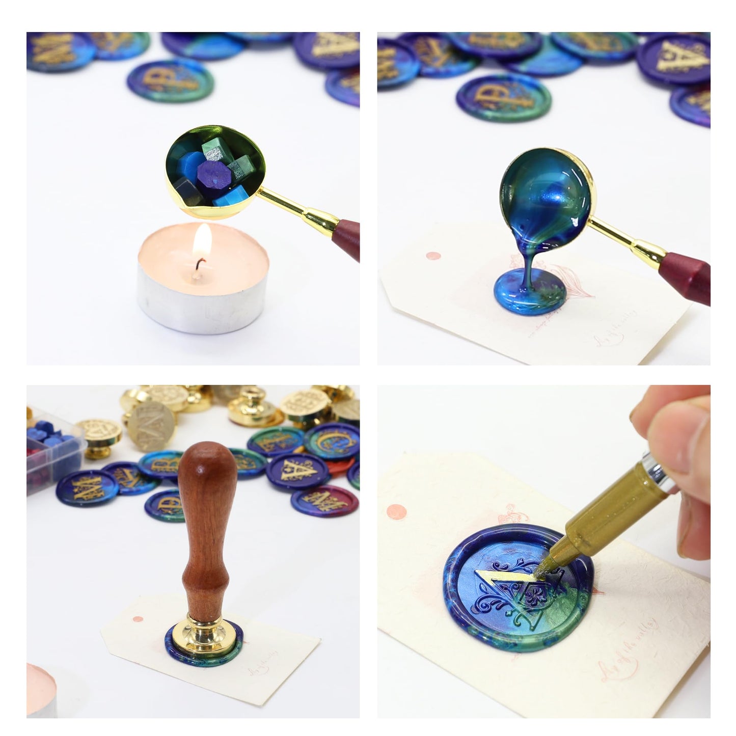 SWANGSA Fleur de Lis Wax Seal Stamp Kit with 200pcs Sealing Wax Beads, Great for Embellishment of Wedding Invitations, Wine Packages, Gift Wraps