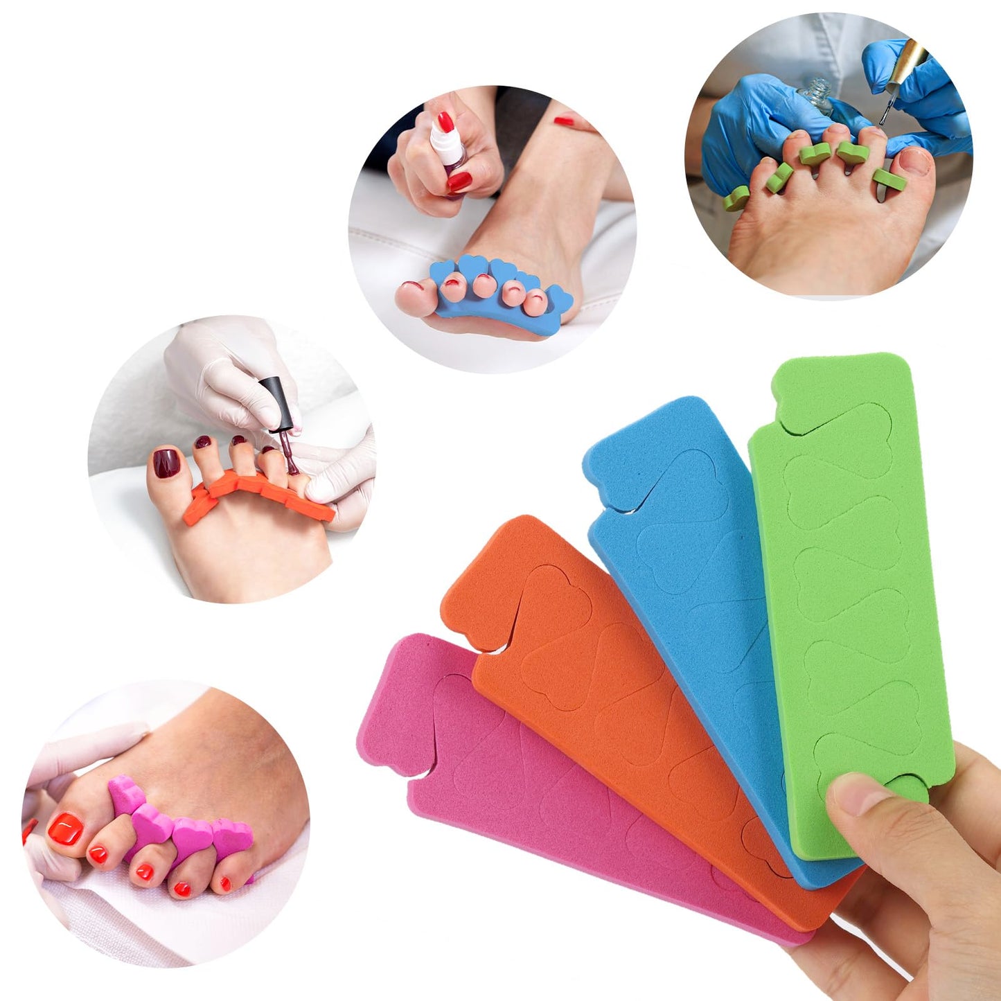 273Pcs Toe Separators Set- Nail Spa Party Tools, Mini Nail Files Buffers Block, Orange Nail Sticks Pedicure Wood Cuticle Pushers