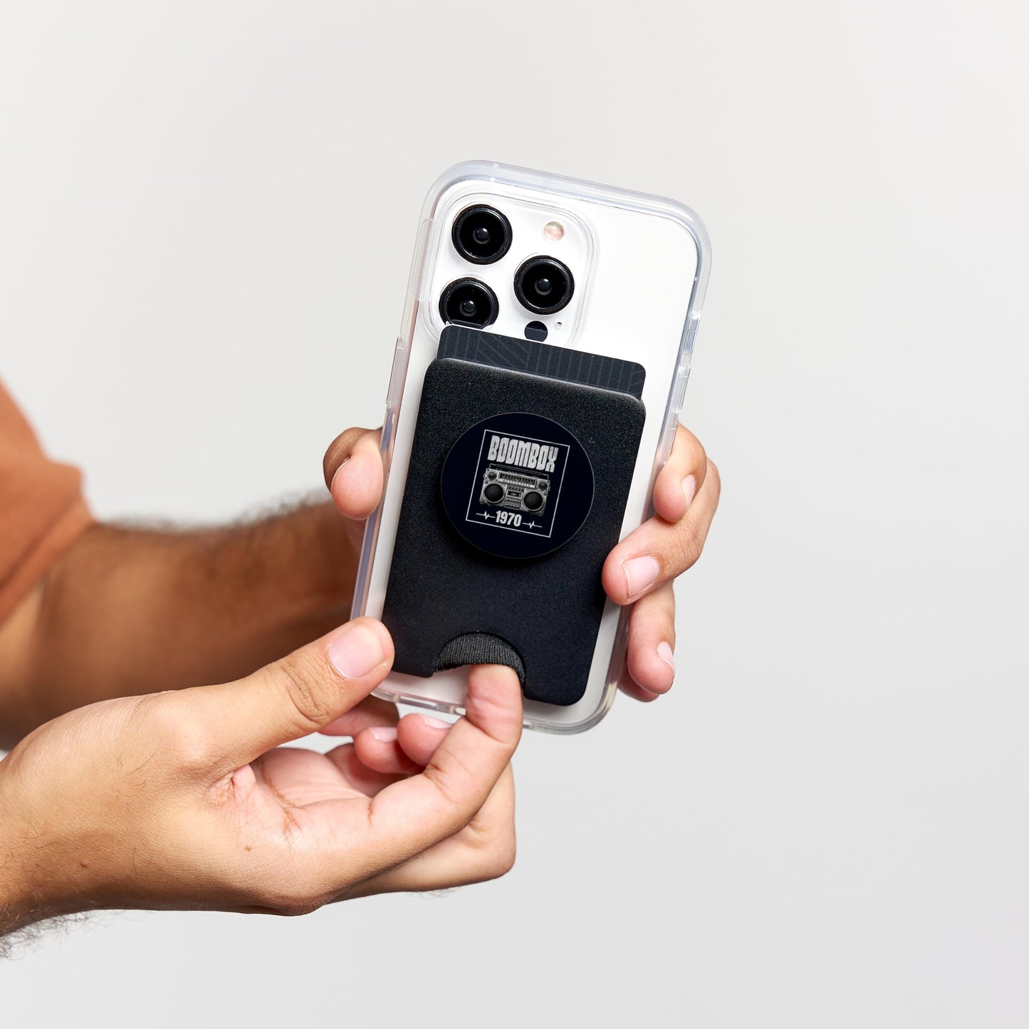 Boombox CD Player Cassette Audio AM FM Radio 1970 Birthday PopSockets PopWallet for MagSafe