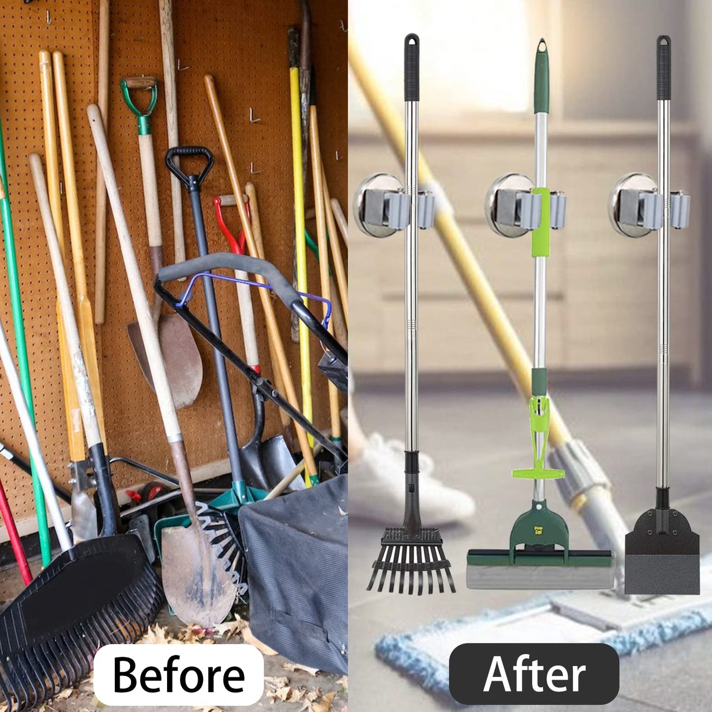 MUTUACTOR Magnetic Broom Holders,8pcs Anti-broken Heavy Duty Magnetic Clips Wall Mount,No Drilling Magnetic Hooks Broom Mop Brackets for Work Cargo Garage Laundry Van Accessories