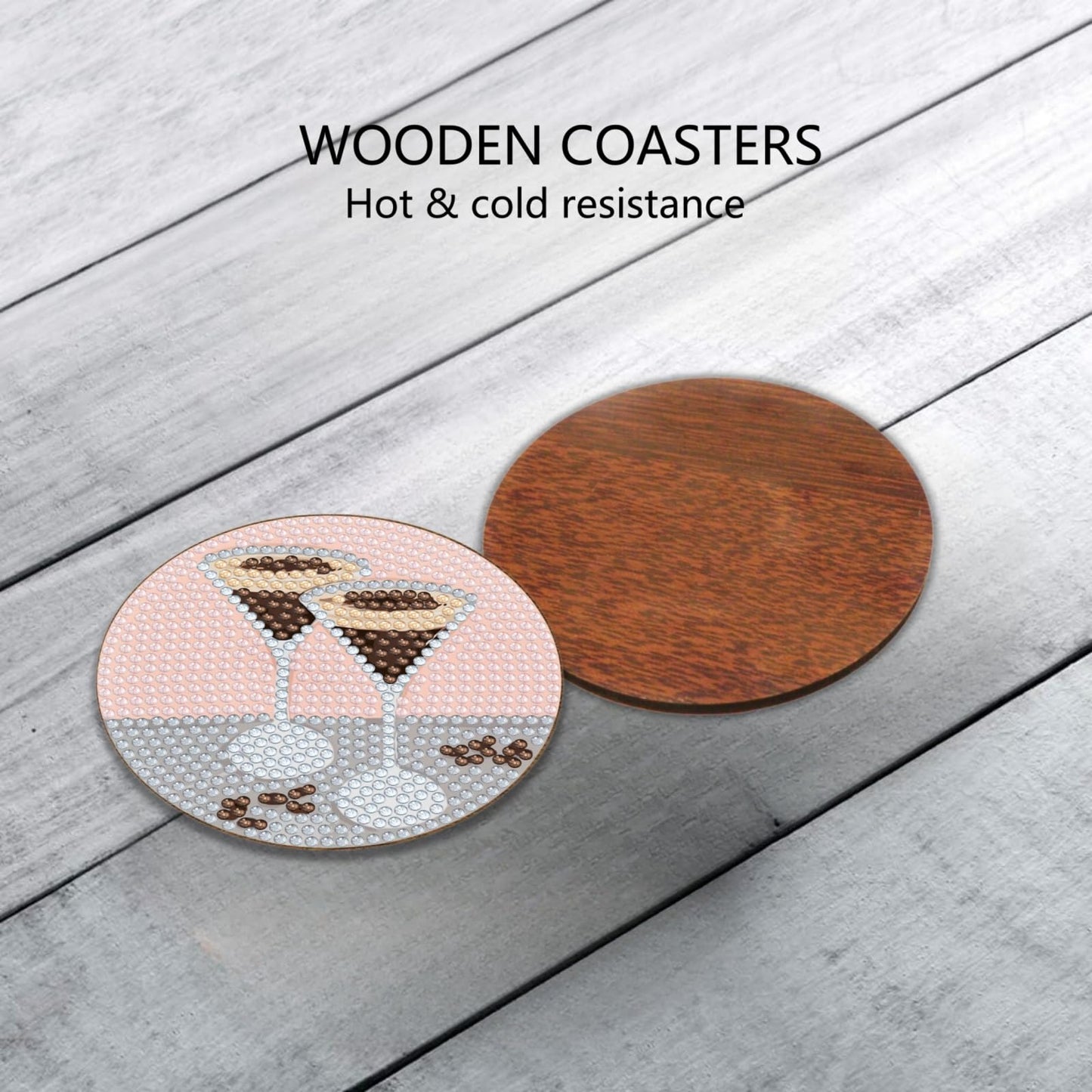 Bulerrylulu 6 Pcs Diamond Painting Coasters Kits with Holder,Diamond Art Coasters Set for Drinks Coffee Table, Gem Painting kit for Beginners Adults DIY Art Craft Gifts Home Decors (Cocktail)