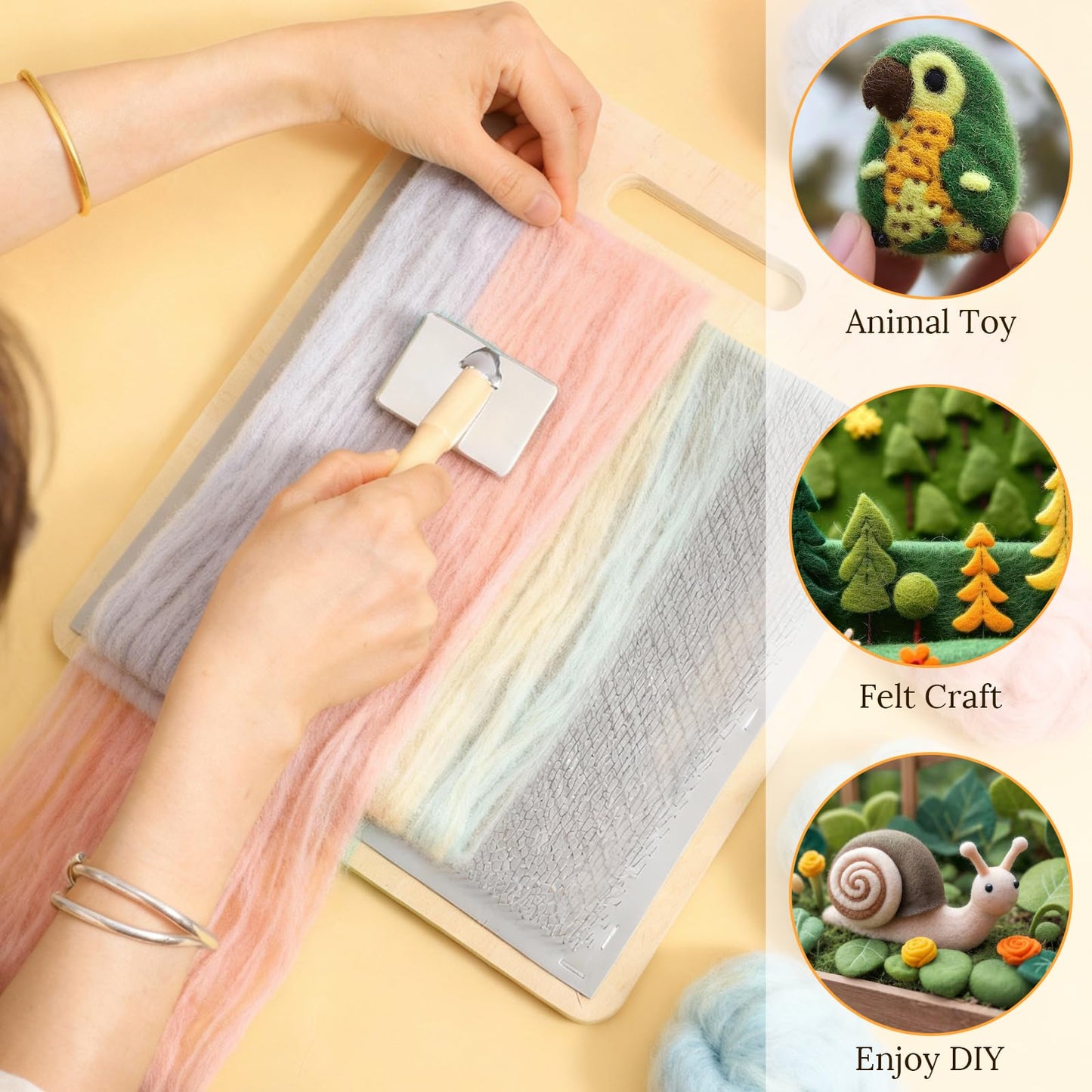 4 Pcs Wool Blending Board Carding Brush Set, Wool Hand Carders, Wooden Carding Brush, Felted Carder for DIY Projects, Felt Needle Project Craft