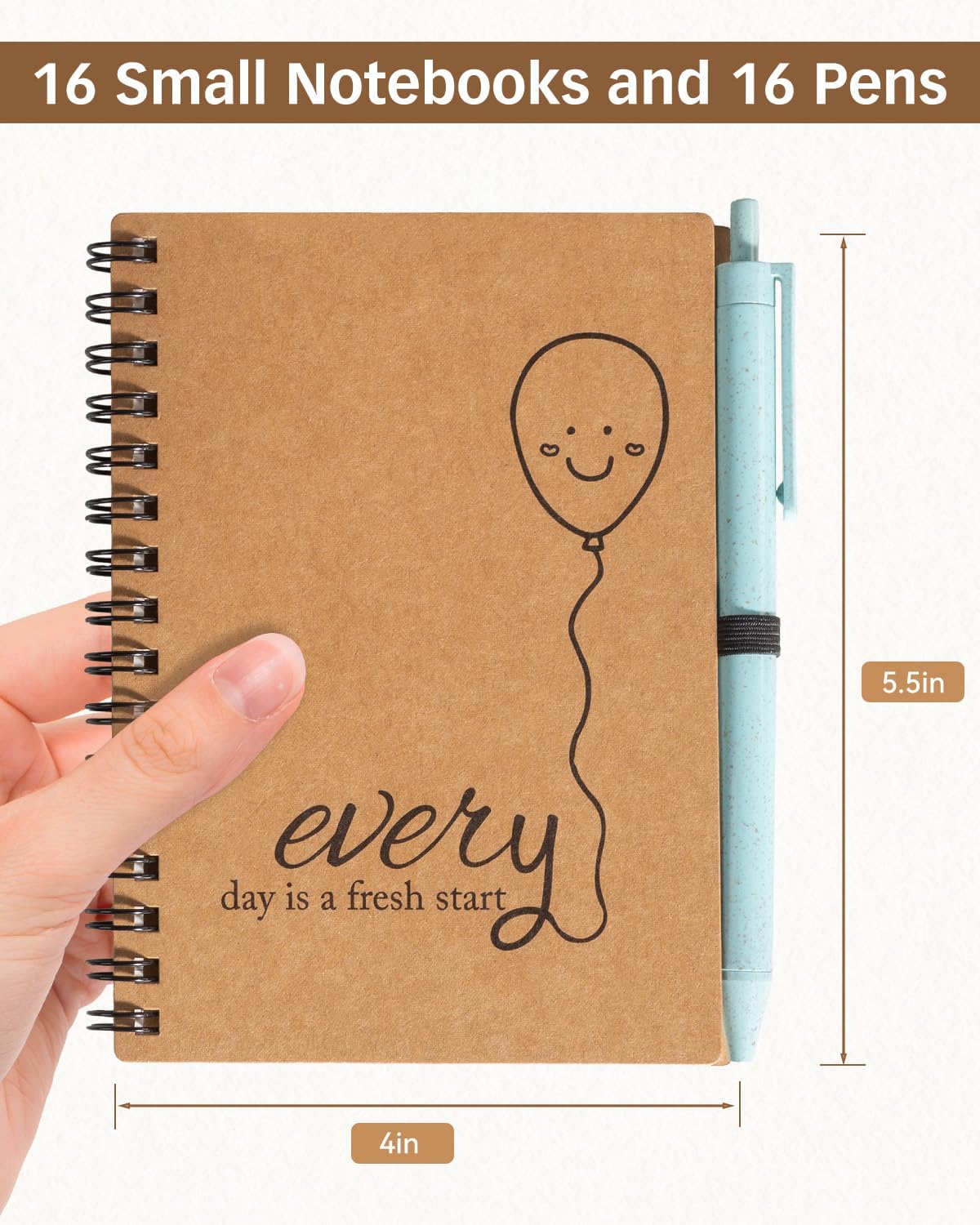 Dynta 16 Set Small Journals with Pens, 4x5.5 Inch Inspirational Notebooks Bulk, Appreciation Thank You Gifts for Coworkers Teachers Students