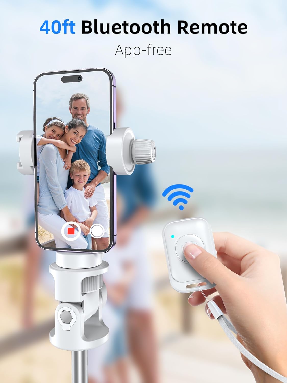 Kaiess 62" Phone Tripod & Selfie Stick, Extendable Photography Light Stand with Wireless Remote, Solidest, Portable, Lightweight, Compatible with iPhone/Android Phone (White)