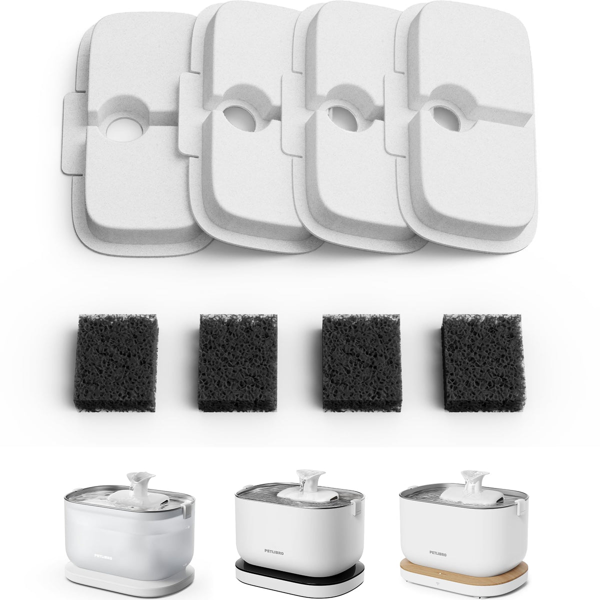 PETLIBRO 4 Packs Replacement Filters for Capsule Cat Water Fountain PLWF002, 2 Months Set of Replacement Filters for Ultra Quiet Pet Water Fountain