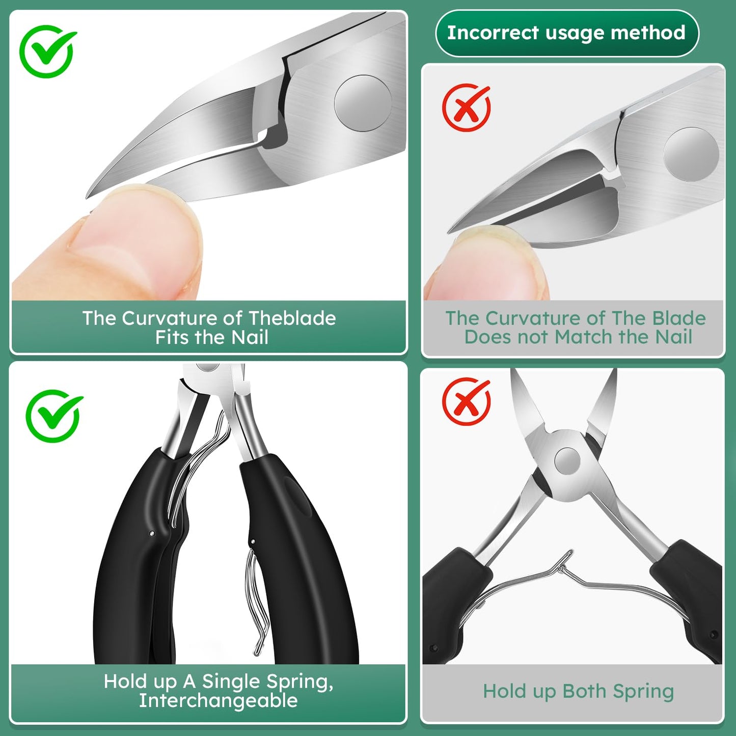 Toenail Clippers for Seniors Thick Toenails, CLPPNA Large Toe Nail Clippers Set for Men with Wide Jaw, Sharp Heavy Duty Ingrown Toenail Clippers Nail Cutter, Long Handle with Slanted Curved Blade