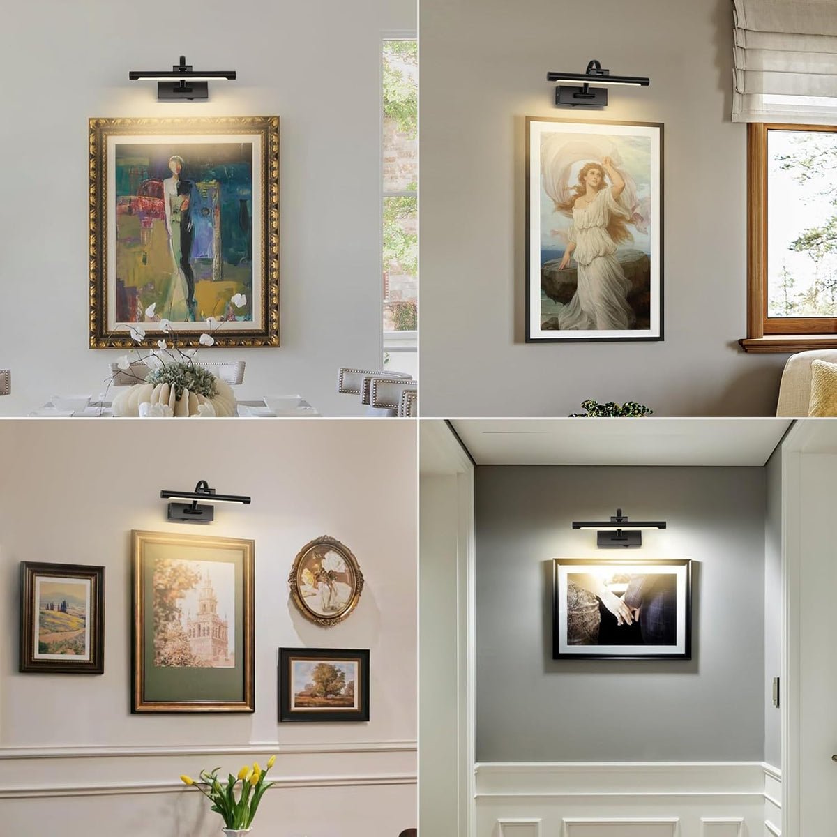 Battery Operated Picture Lights for Wall Black Art Light Wireless Gallery Lights with Timer and Remote 12 Inch 2W Warm White