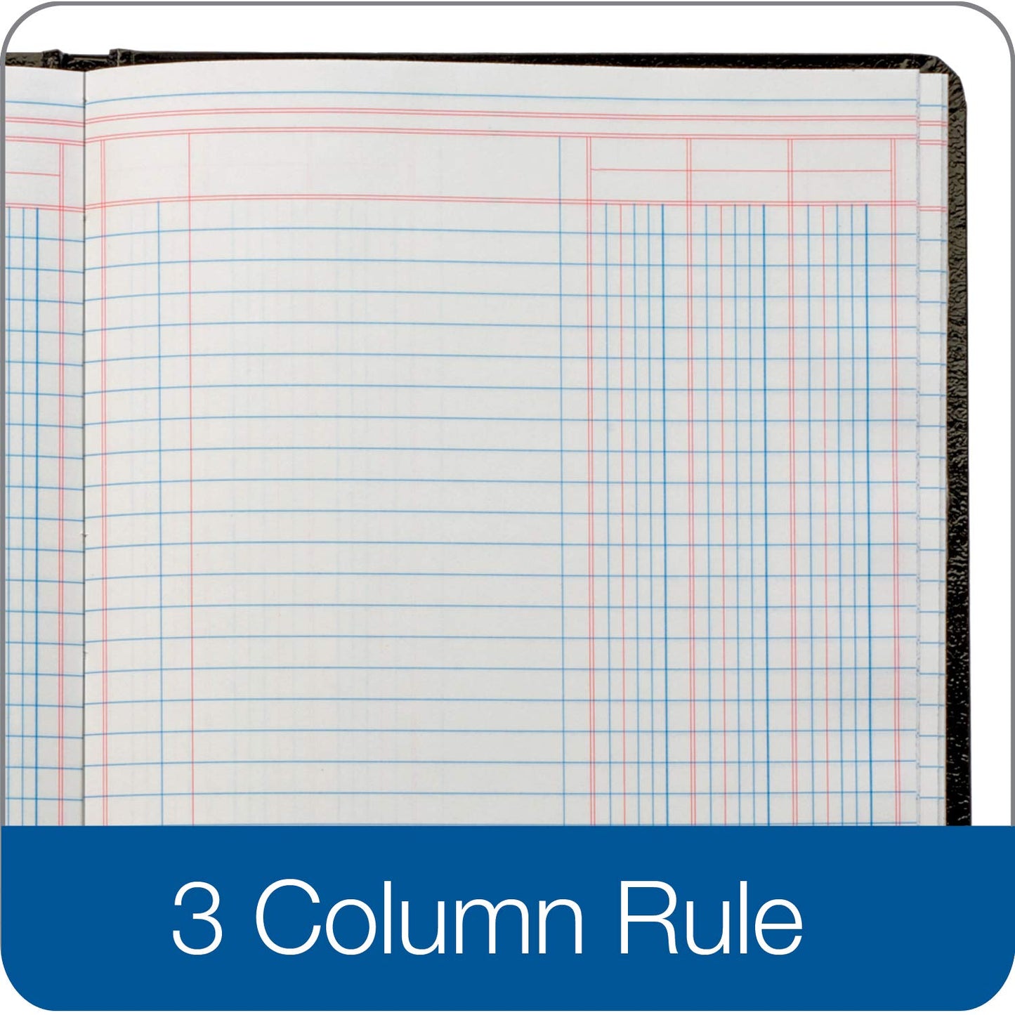 Adams Account Book, 7 x 9.25 Inches, Black, 3-Columns, 80 Pages (ARB8003M)