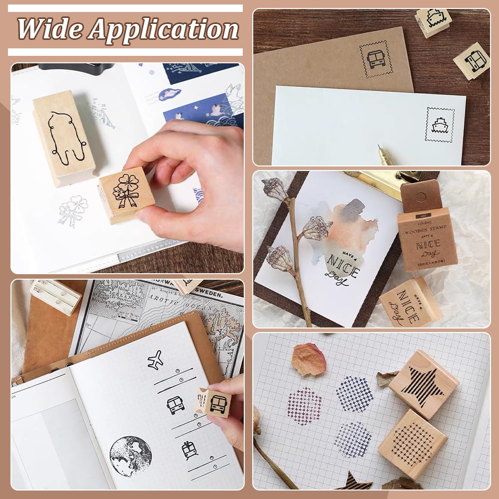 BENECREAT 20Pcs Rubber Stamp Set Blank Hard Wood Stamp Mounts with Grey Rubber Stamp Sheet 2 Sizes Laser Engraving Stamp Block Accessories for Crafts DIY Stamp Making, (0.8in/1.6in)