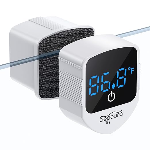 SEAOURA 2-in-1 Aquarium Magnetic Cleaner with Digital Aquariums Thermometer