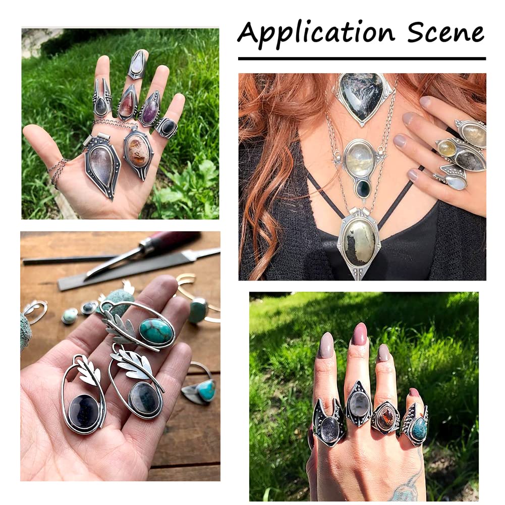 Fashewelry 20Pcs Natural Oval Moss Agate Flat back Gemstone Cabochons 14x10mm Healing Chakra Crystal Stone Bead Cab Covers No Hole for Jewelry Craft Making