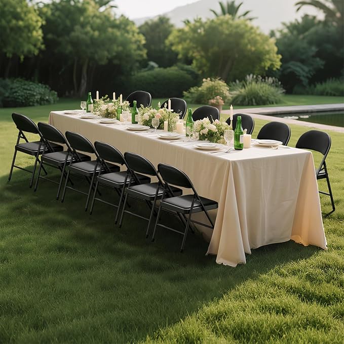 4 Pack Black Folding Chairs with Padded Cushion for Outside, Portable Stackable Commercial Metal Foldable Chairs with Steel Frame for Home Events Office Wedding Party, 350lbs Capacity