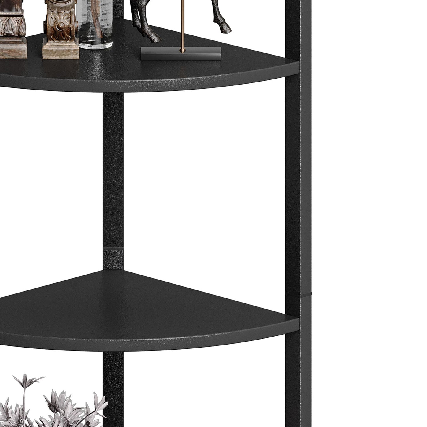 IRCPEN 6 Tier Corner Shelf 63.1" Tall Corner Shelves Stand Ladder Shelf Standing Bookshelf Organizer Display Rack Bookcase Plant Stand Industrial Rustic Style for Living Room Bedroom Black CS-001BW
