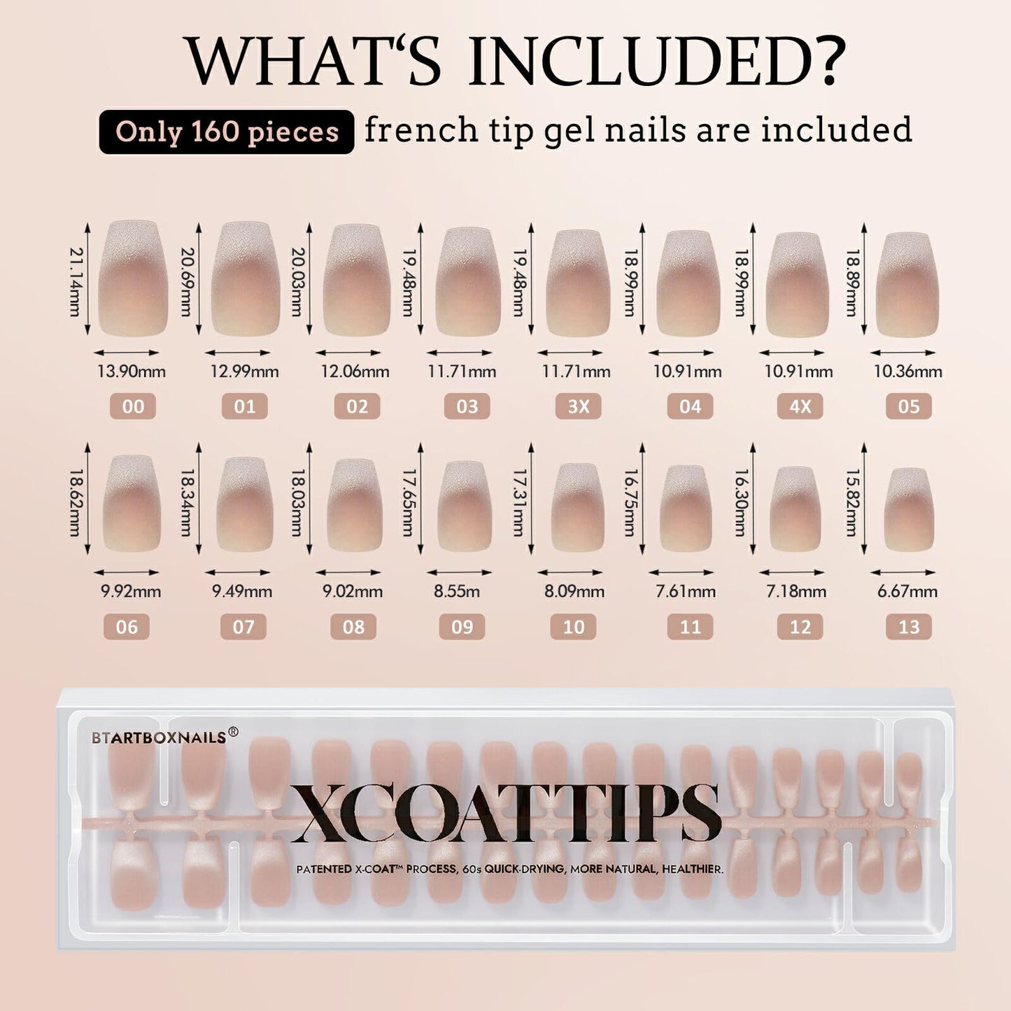 BTArtboxnails XCOATTIPS Press on Nails - Cat Eye Christmas Press on Nails, French Tip Nails, Short Coffin Soak Off Acrylic Nail Tips Extensions, Soft Gel Fake Nail
