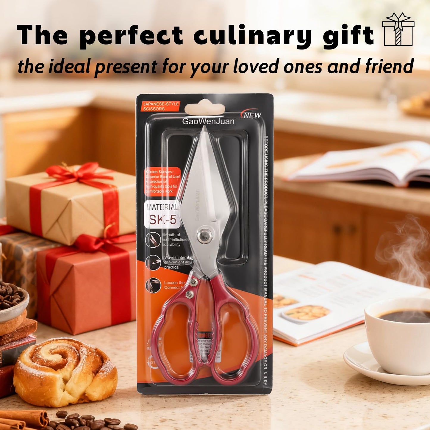 Kitchen Shears & kitchen scissors All Purpose | kitchen gadgets-Heavy Duty Stainless Steel Meat Poultry Food Scissors, Dishwasher Safe for Home and Kitchen Essentials, Utensils, Gadgets, Accessories