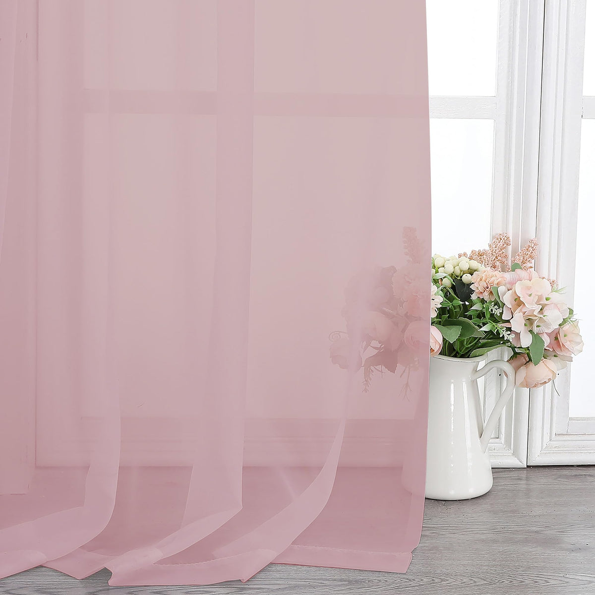 Blush Pink Sheer Curtains 120 Inches Long (2 Count)