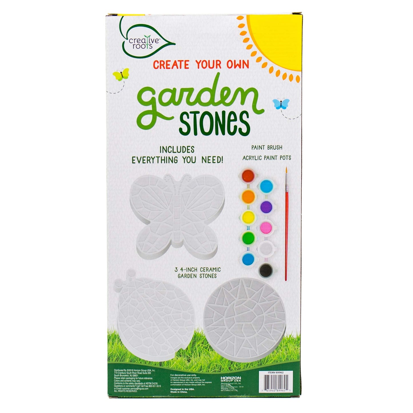 Creative Roots Paint Your Own Butterfly, Ladybug & Sun Stepping Stone by Horizon Group USA, 1 box of 3 count