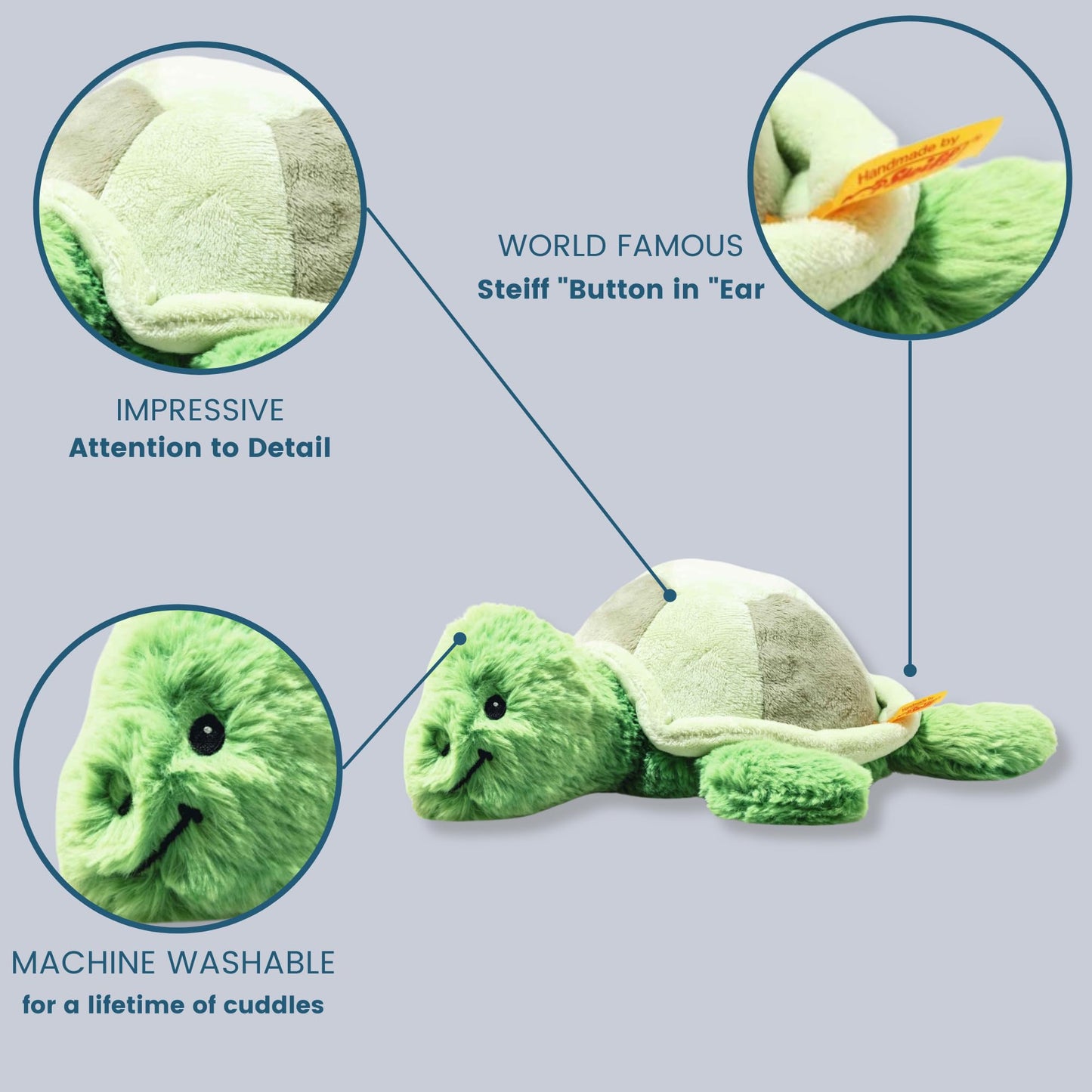 Steiff Tuggy Turtle - Premium Soft Cuddly Turtle Plush Toys (Green/Blue, 11"), Ocean Theme